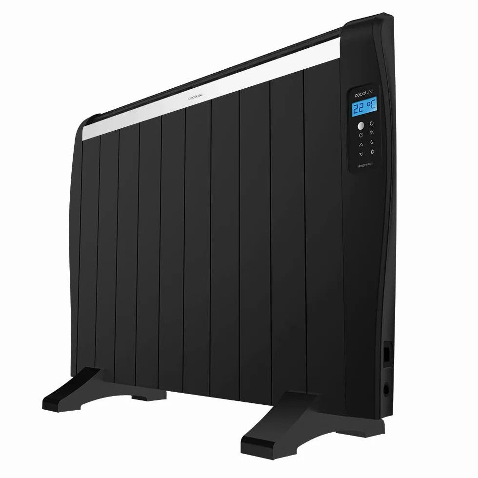 Cecotec Radiador Eléctrico Bajo Consumo ReadyWarm 2000 Thermal Black. 10 Elementos, 1500 W, De Pared o de Pie, Temporizador, Mando a Distancia, Pantalla LCD, 20 m2