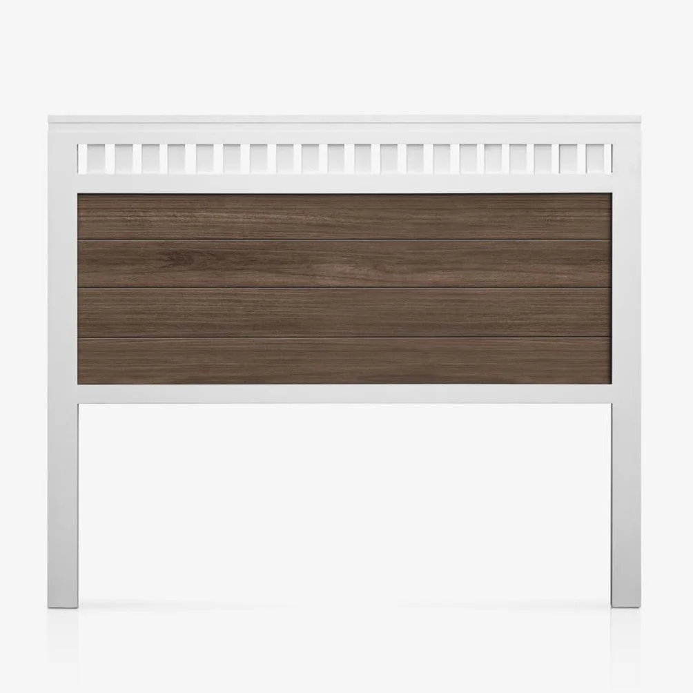 Cabecero Bora para Cama de 135 Fabricado en Madera Maciza de Pino insigni Acabado Combinado Blanco Nogal