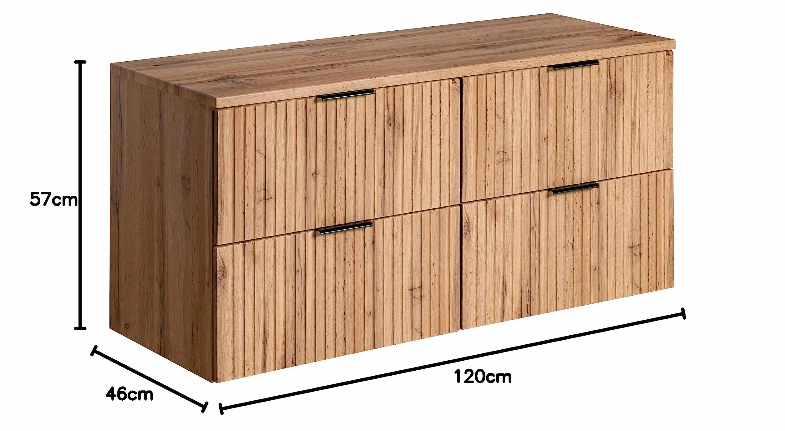 PIASKI Mueble de Lavabo Doble 120 cm ADEL Oak, Con Encimera o Empotrado, Colgante, Para Baño (Con Encimera)