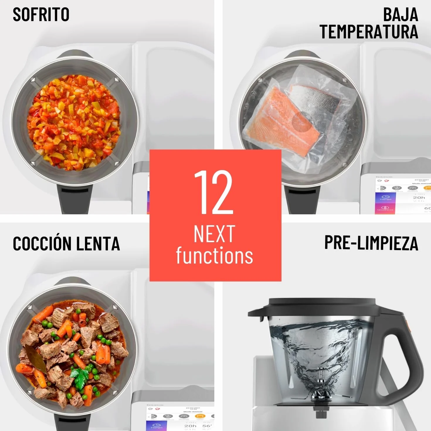 Taurus Mycook Next - Robot de Cocina con wifi, pantalla XXL, cocina por voz, inducción, cocción lenta o alta temperatura, sous-vide, 30 funciones, 2000W, jarra 3.75L, app mycook + accesorios
