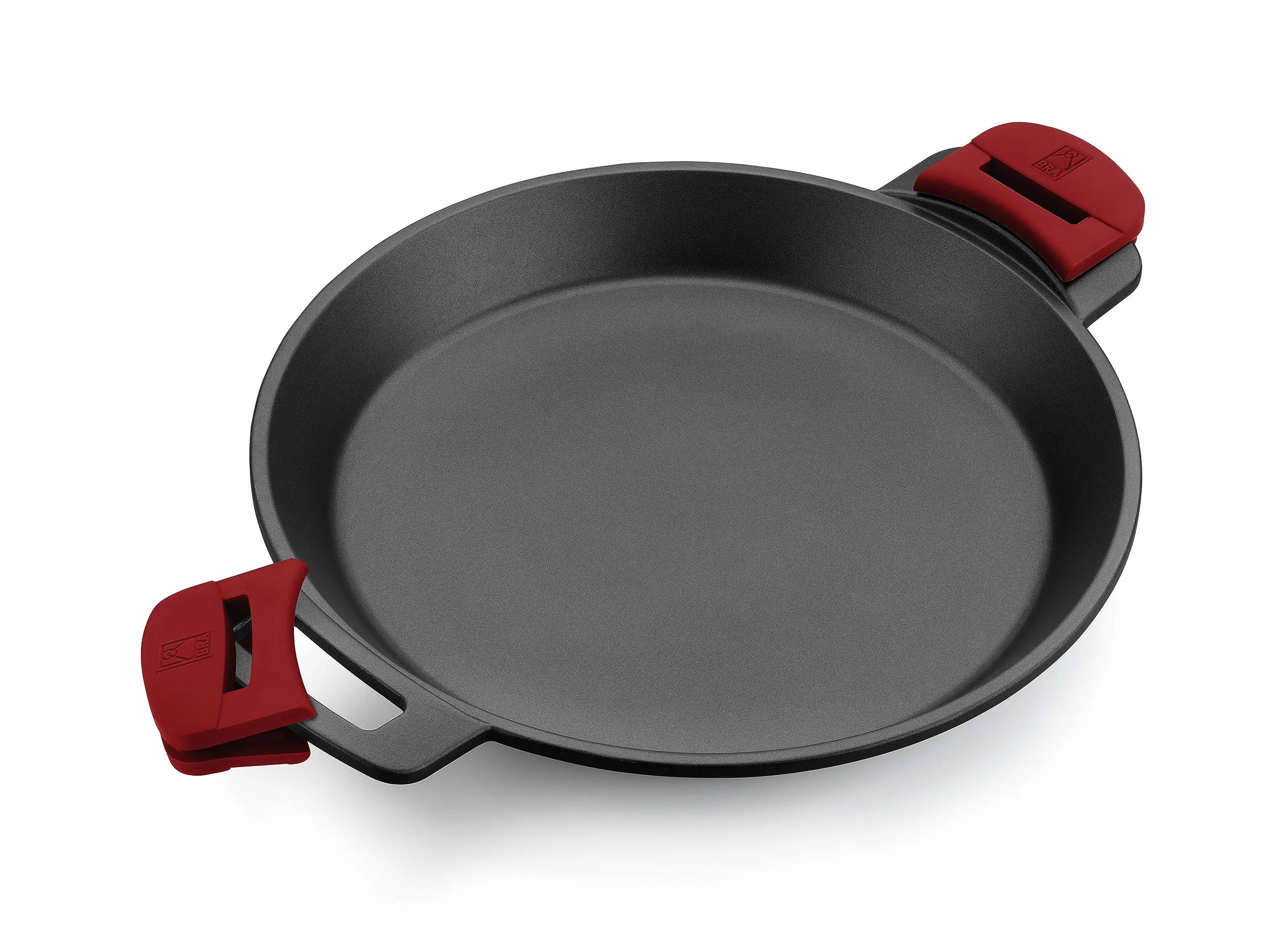 BRA Premiere| Paellera 36 cm, Aluminio Fundido, Tricapa con Revestimiento Antiadherente reforzado sin PFOA, Asas Desmontables incluidas, apta para todo tipo de Cocinas incluida Inducción, Rojo