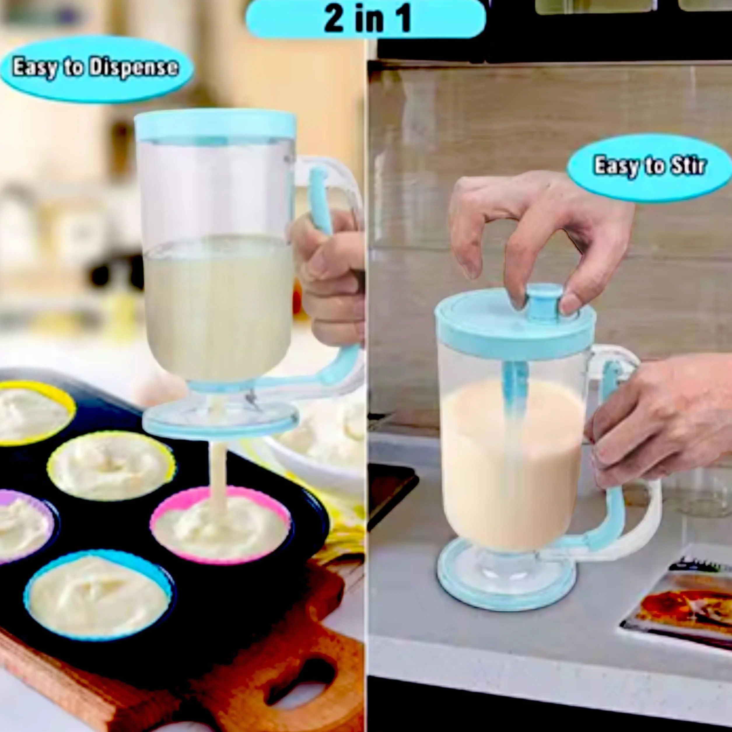 Dispensador de Masa para Tortitas - 900 ml - Dispensador de Masa - Crepes - Reposteria Utensilios - Crepera - Utensilios de reposteria y pastelería – Acero INOX. (dispensador plastico)