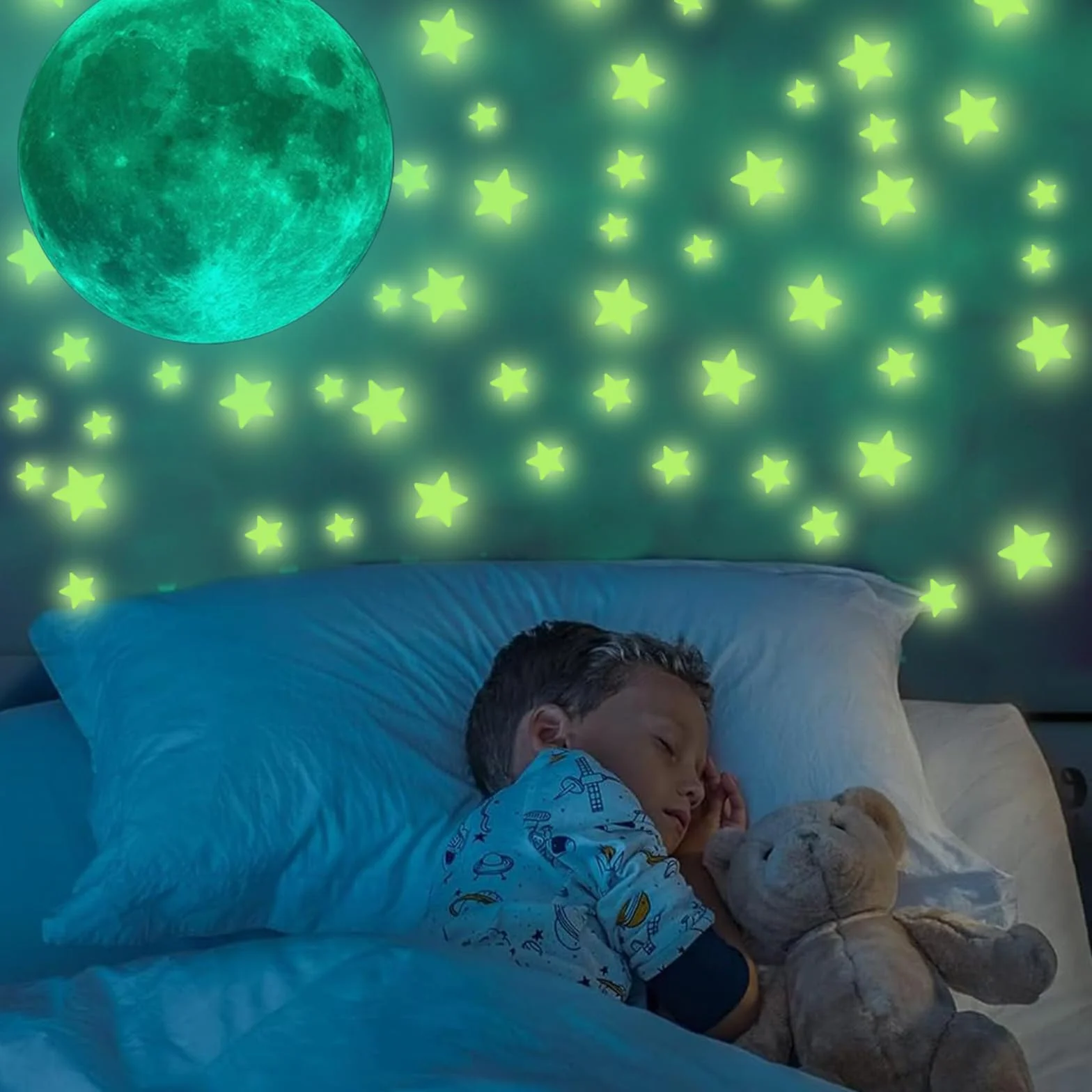 Pegatinas Estrella Luminoso 334 Piezas, Absorción Luz Estrellas Fluorescentes para Techo Decoración Dormitorio