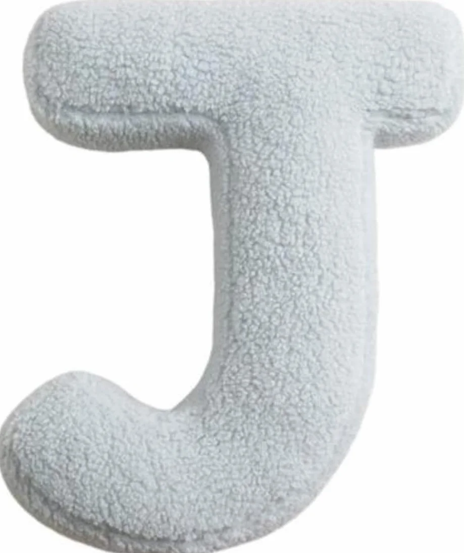 Almohadas de felpa con 26 letras del alfabeto inglés, cojines decorativos para la habitación de los niños, sofá, cama, suelo o coche (J)