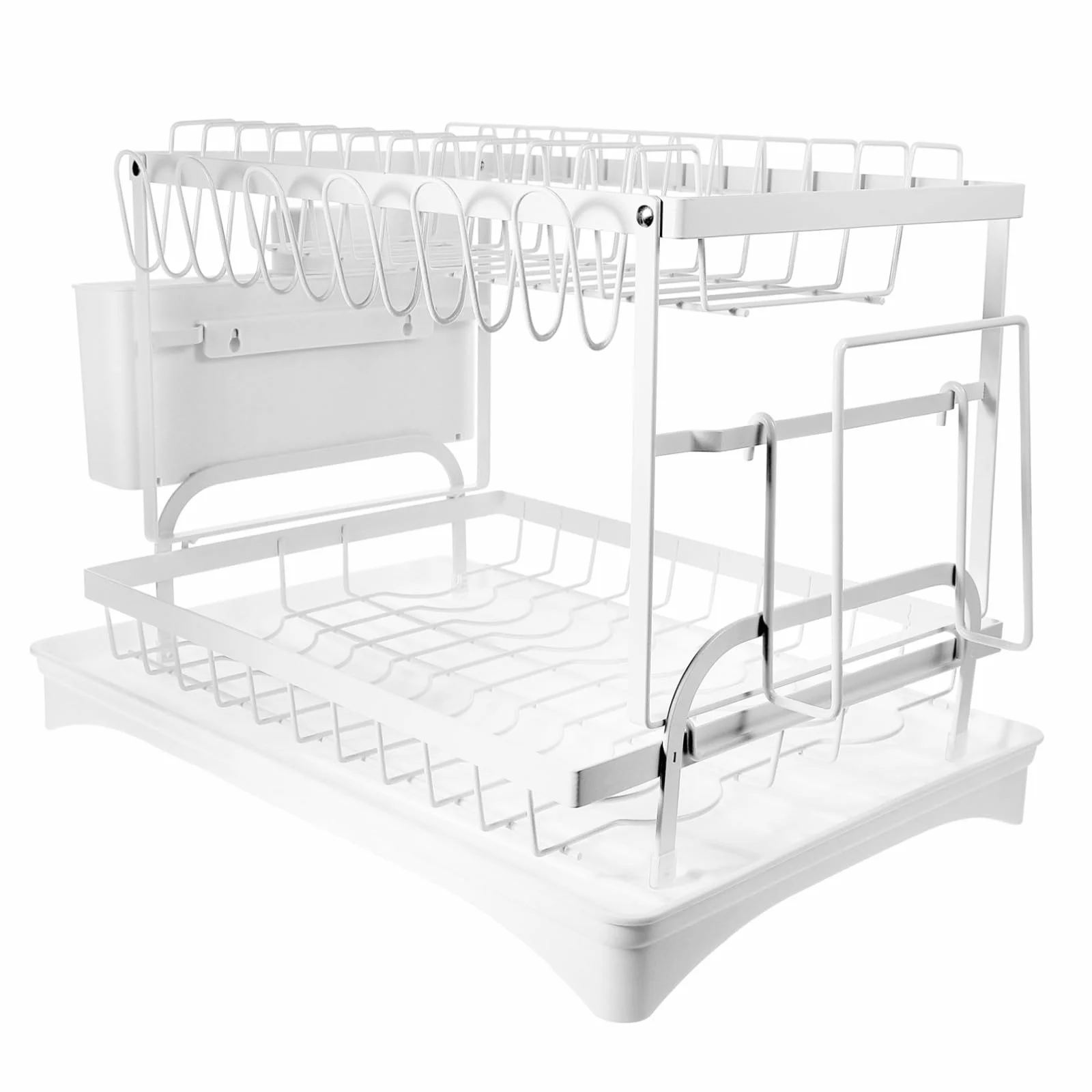 Juego de escurridor de platos y soporte para cubiertos, solución multifuncional de almacenamiento de cocina que ahorra espacio con marco y estante para tabla de cortar