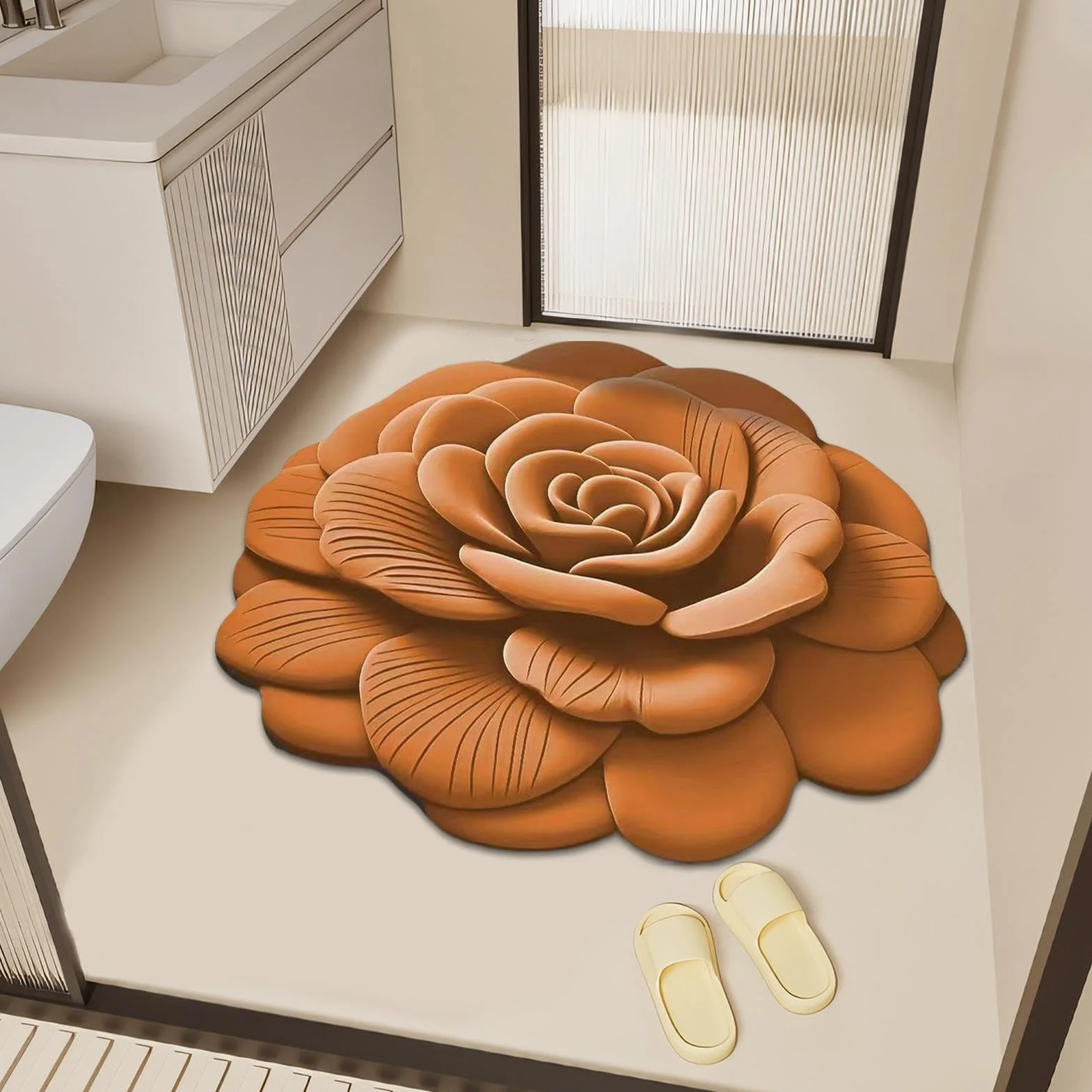 Alfombras de Ducha para baño, Alfombrilla de Ducha Antideslizante Floral 3D, Almohadilla de Reutilizable para Puertas, Puertas, pasillos, entradas, Alfombra de | Reutilizable En Entrada De Aseo, Sala De Estar, Dormitorio Y Cocina