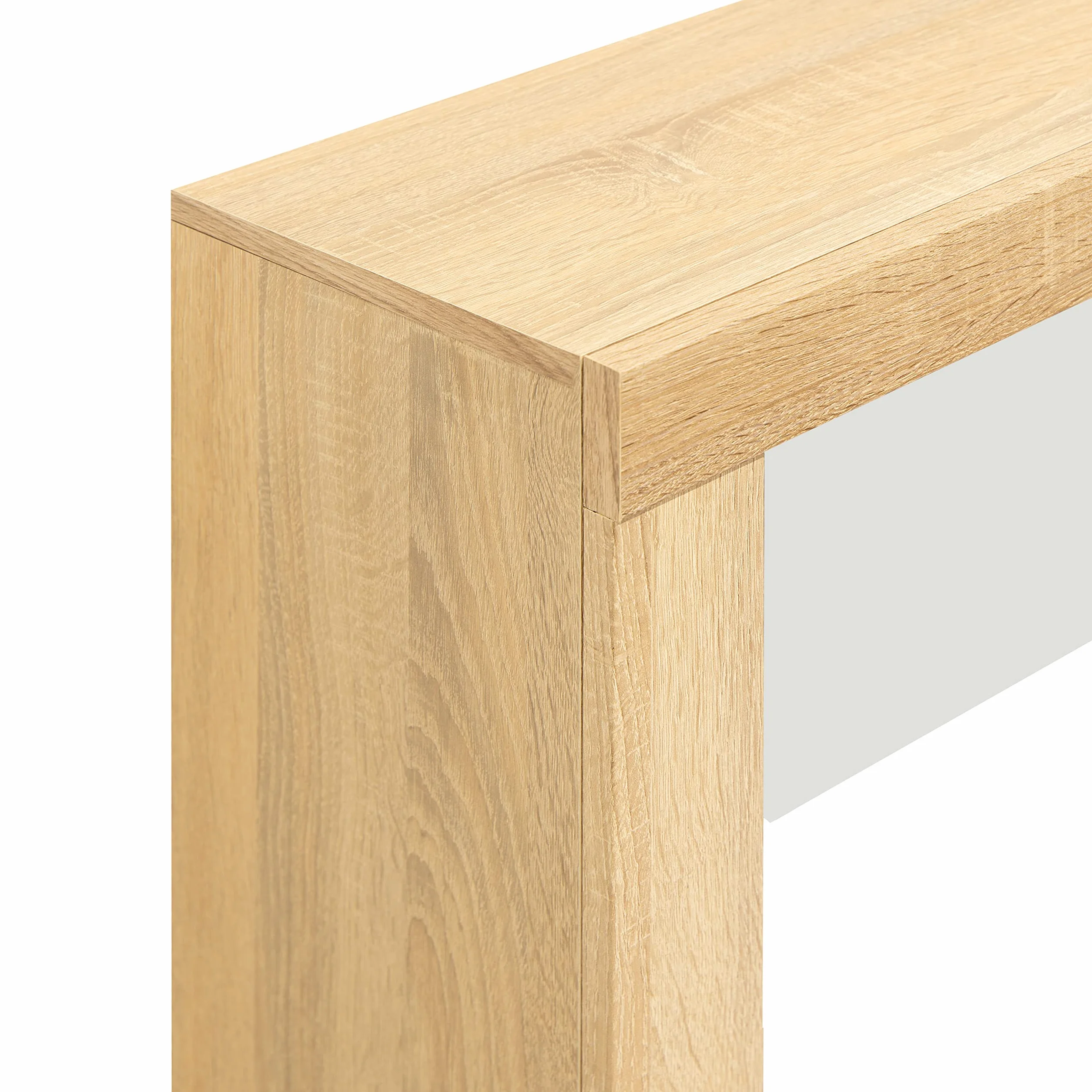 duehome | Recibidor Dos cajones y Espejo, Mueble de Entrada Acabado en Cambria y Blanco, Modelo Nuka, Medidas: 115 cm (Largo) x 26 cm (Fondo) x 85 cm (Alto)