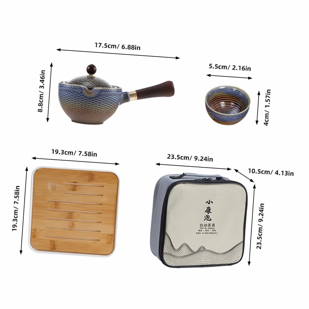 Juego de Té de Cerámica para Viaje, 1 Set Portátil | Uso en Actividades al Aire Libre y Desplazamientos, Diseño Elegante, Ideal para Aficionados al Té