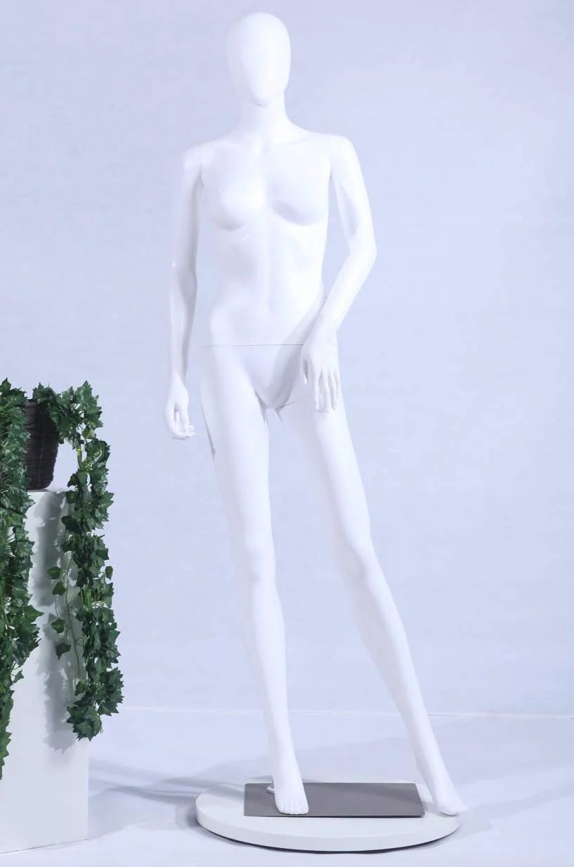 Eurotondisplay Frau FC-4W - Maniquí femenino, color blanco mate, sin cara, brazos y cabeza