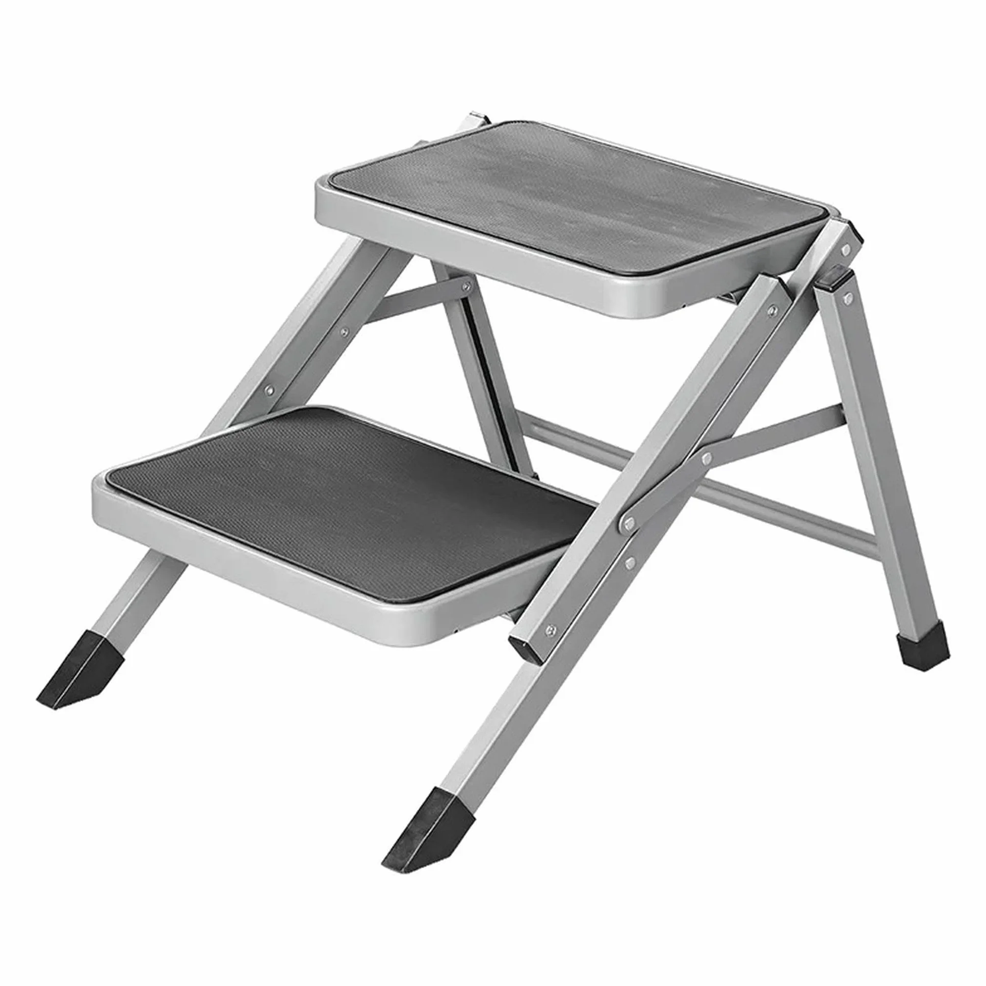 Doble peldaño plegable 59,5 x 49 x 39 cm con 2 peldaños antideslizantes 37,8 x 25,5 cm escalón plegable para autocaravana, camping, máx. 150 kg EN14183