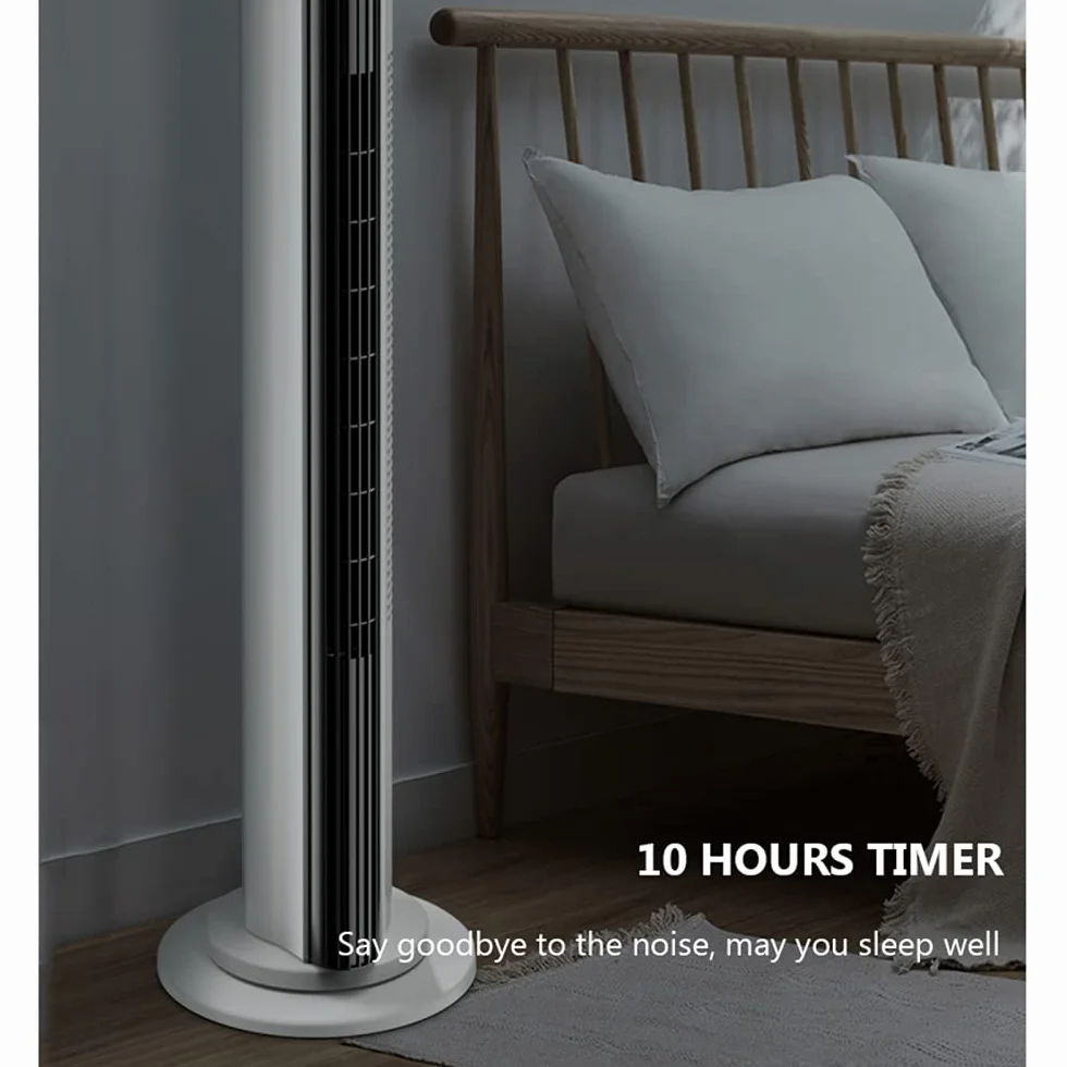 ZXCVB Ventilador De Torre Oscilante,90cm, Oscilación De 80° 45W, 3 Velocidades, 3 Modos Ventilador Super Silencioso,Ventilador Columna Con Mando A Distancia,110cm