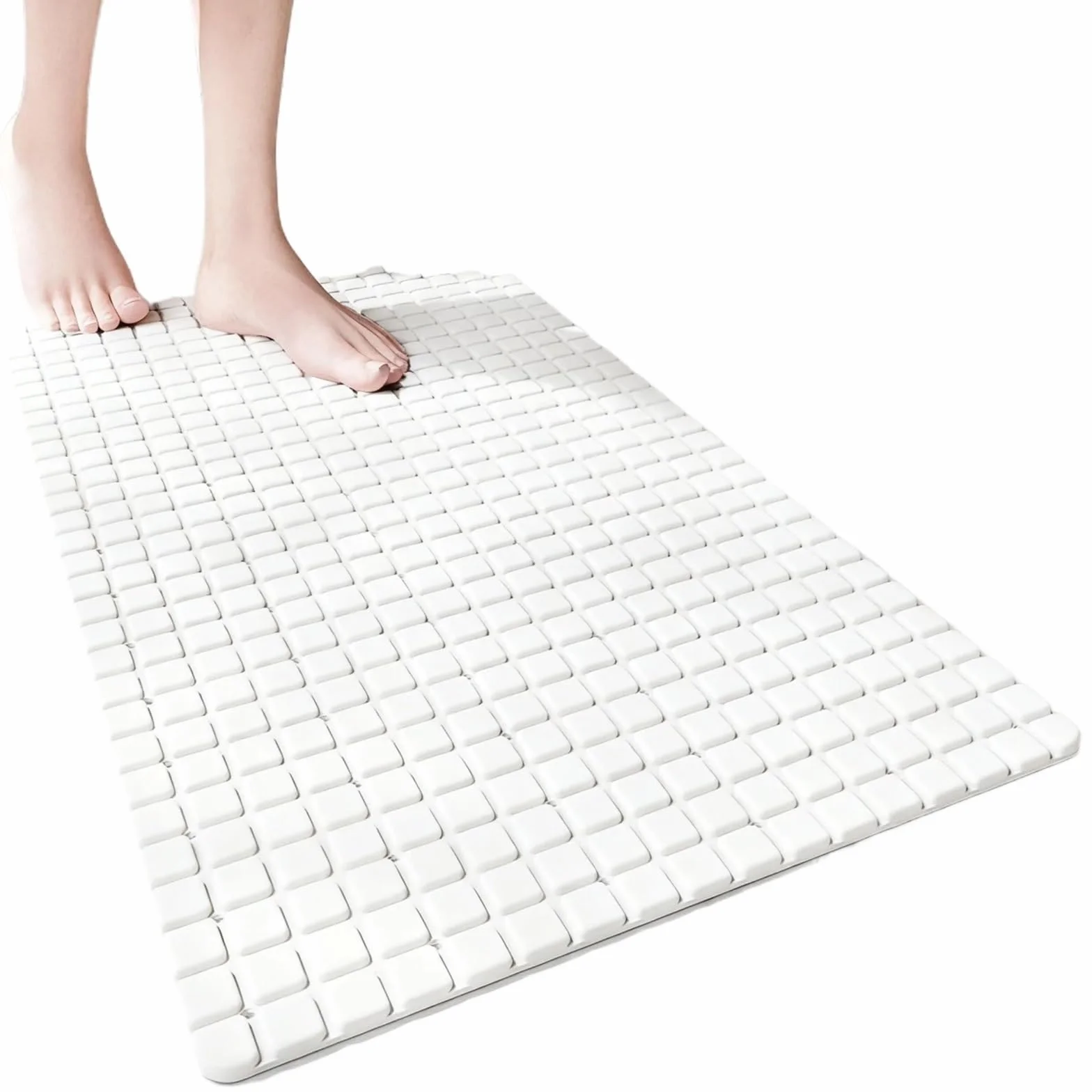 Alfombra Bañera Antideslizante Alfombrilla de baño 1 Pieza Antideslizante | Con ventosas y orificios de drenaje Baño de ducha de 27,9x15,7 pulgadas/71x40cm fácil de usar(White)