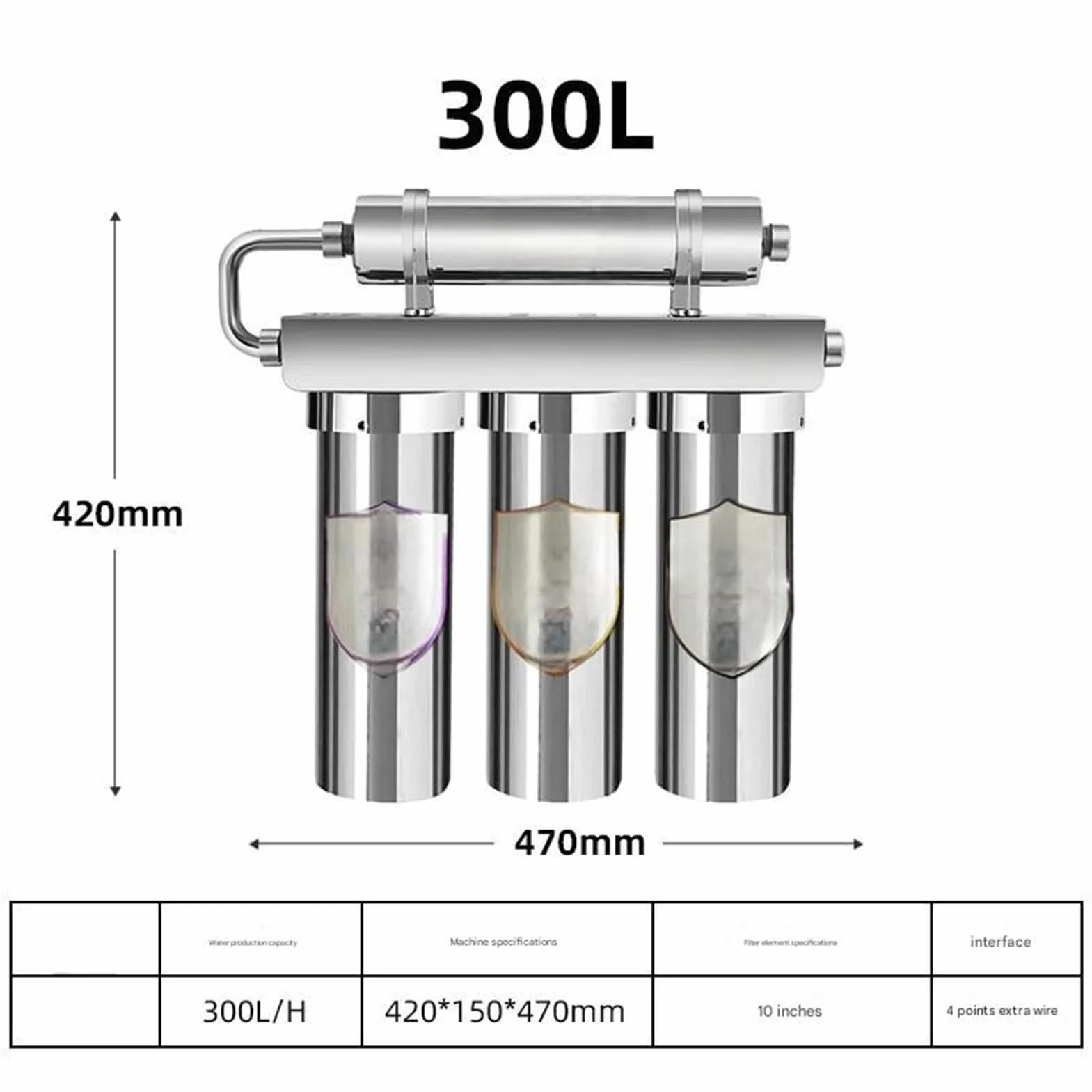 Purificador de agua ultrafiltración acero inoxidable 3 + 1, filtro del grifo cinco etapas montado en la pared for el hogar, purificador cocina en el sabor del agua. Fácil instalación