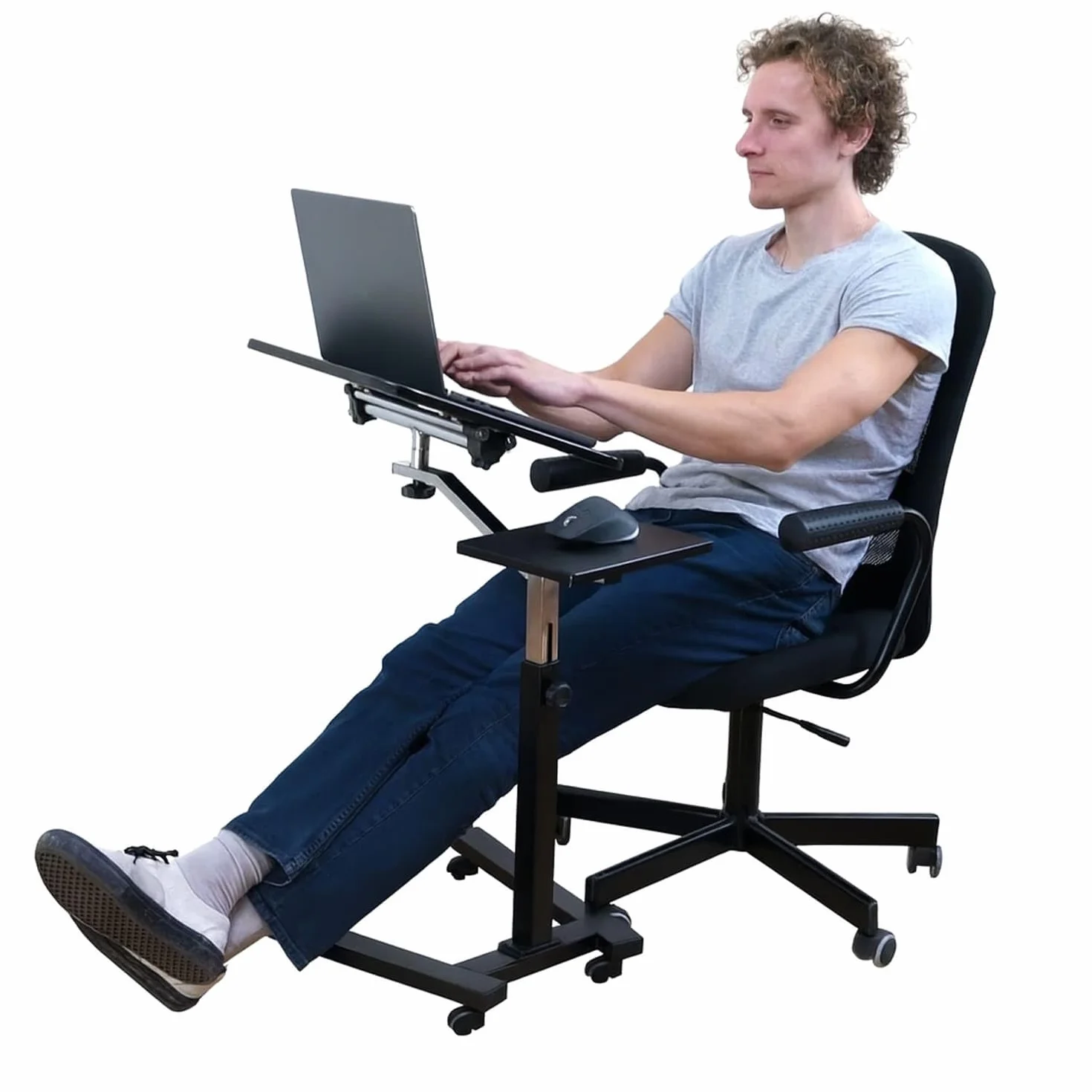 Tatkraft Joy Mesa Ordenador Portátil con Ruedas y Soporte para Ratón Escritorio Laptop Altura Ajustable, Negro