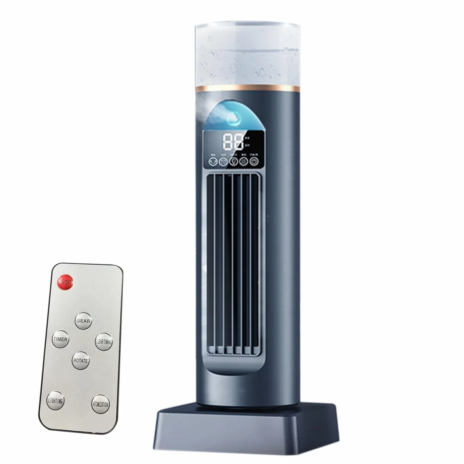 Ventilador de aire frío – Ventilador de aire acondicionado portátil – 6 velocidades, oscilante silencioso, sin aspas, con control remoto para dormitorio, sala de estar, oficina, RV