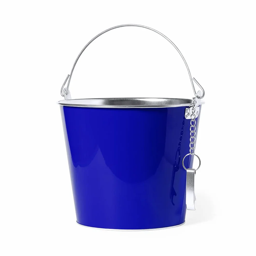 Cubo de Metal para Bebidas. para Enfriar Cervezas o Usar de cubitera. con abridor y Cadena incluidos. 6 litros, Medidas 18 cm.-22.5 Ø. Úsalo en Fiestas, Bares o restaurantes. (2)