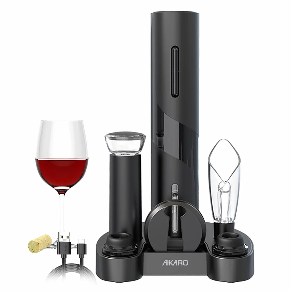 Abrebotellas de vino eléctrico Sacacorchos automático Recargable AIKARO Juego Base