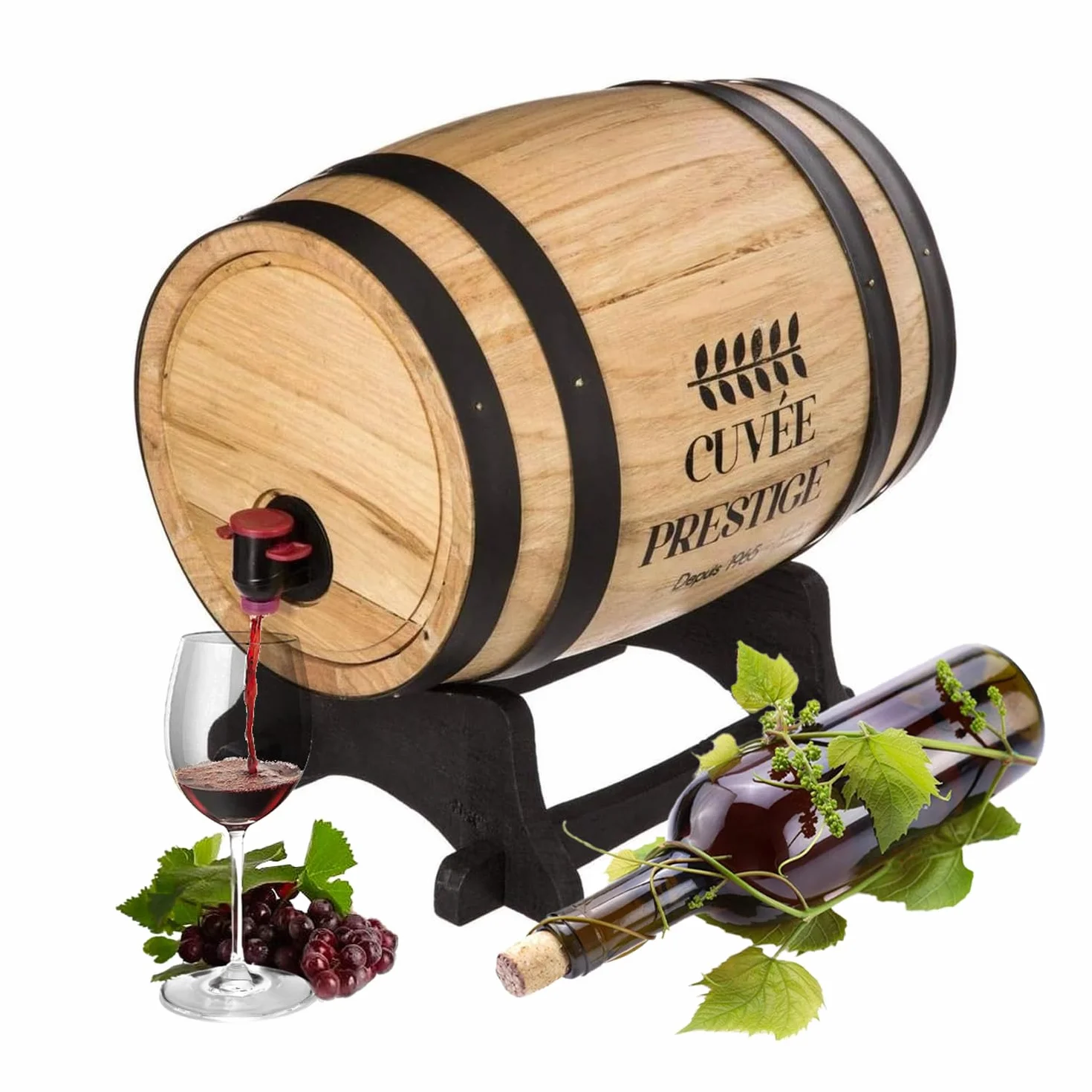 Avilia Dispensador de barril de madera de 5,5 l para vino de suelo, barriles de madera para decoración con grifo, elegante estilo vintage