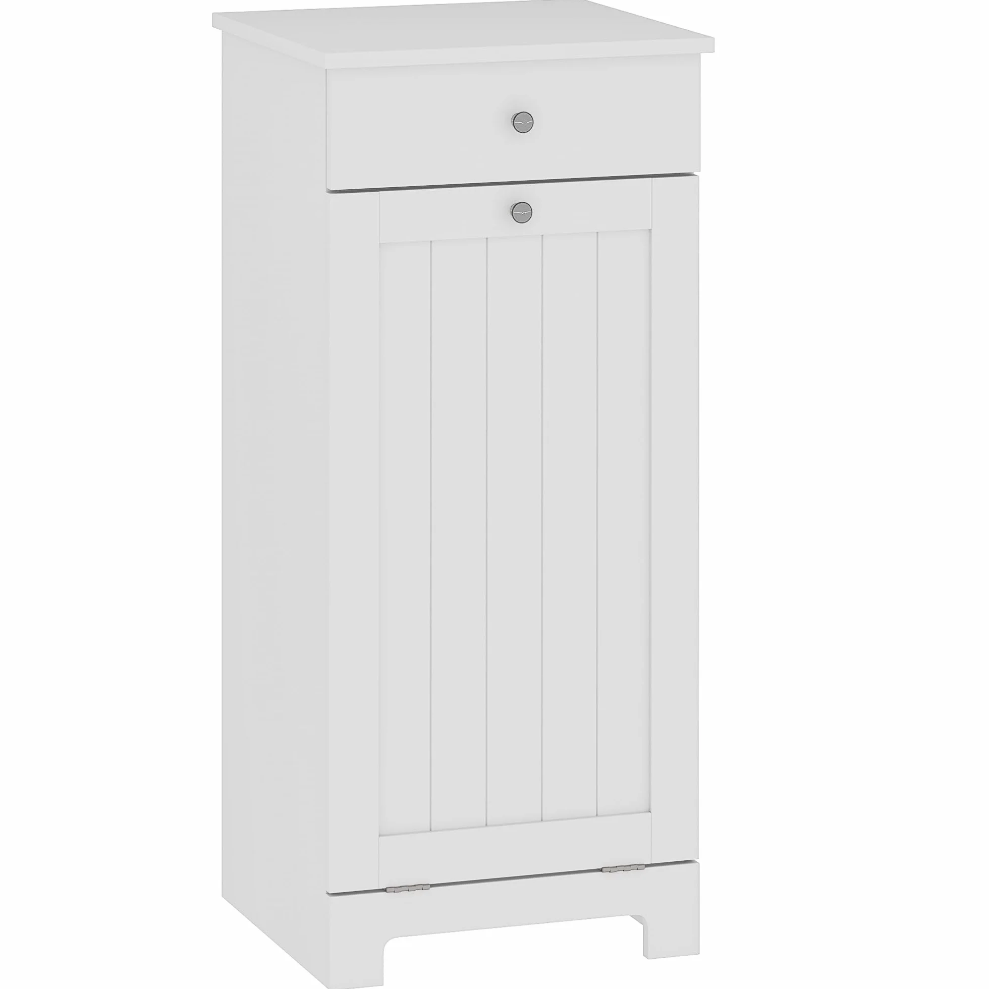 HOMCOM Armario de Baño con Cesto Ropa Sucia Abatible, Mueble Ropa Sucia con Bolsa de Tela Plegable y Cajón, Ideal para Lavandería, Blanco, 40x38x90 cm