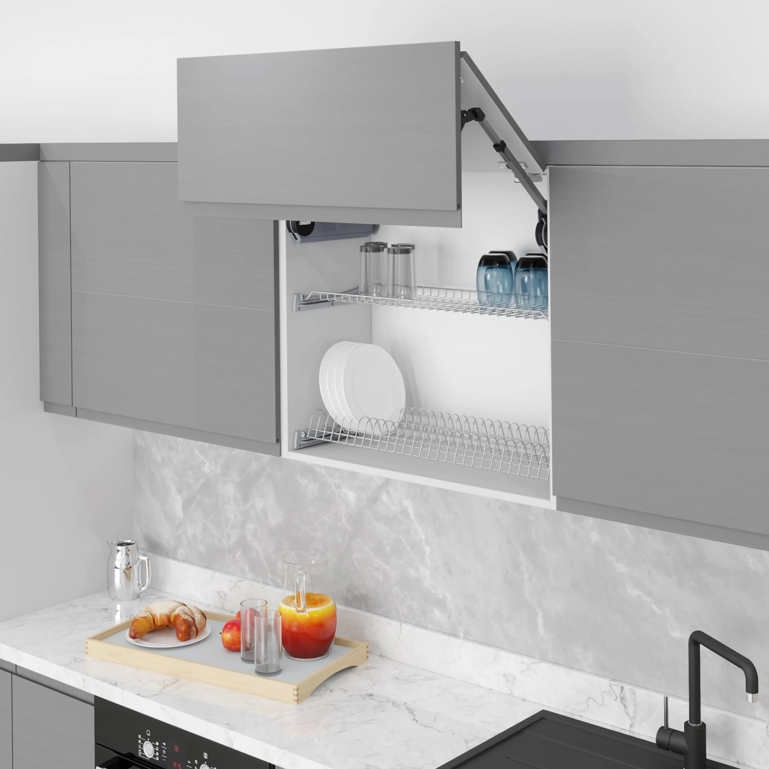 EMUCA - Escurreplatos para módulos Altos Suprastar, Escurridor de Platos y Vasos para Muebles de Cocina, Anchura Interior módulo 760-770 mm, Acero, Cromado