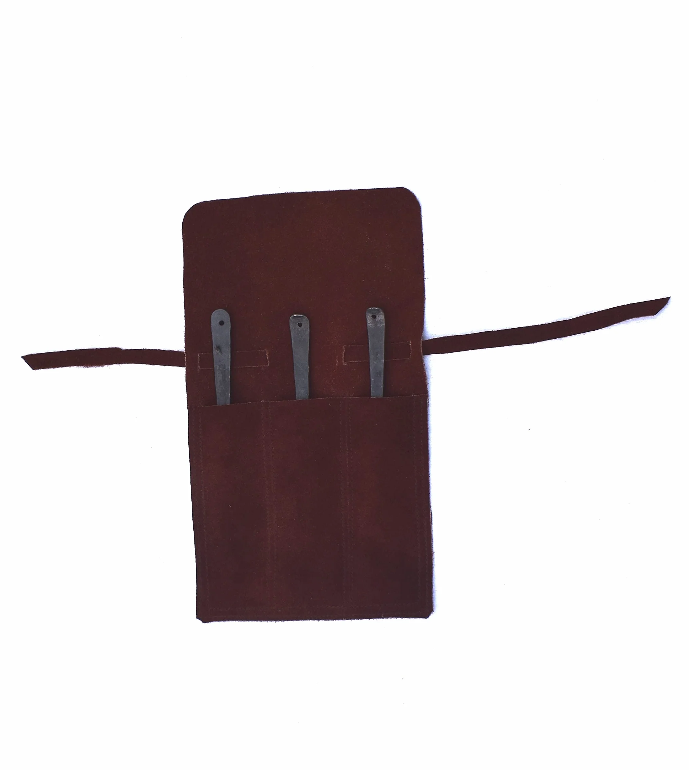 Viking Traders Juego de 3 utensilios medievales forjados a mano para comer, banquete, tenedor, cuchillo y cuchara, con bolsa de piel auténtica para un fácil transporte.