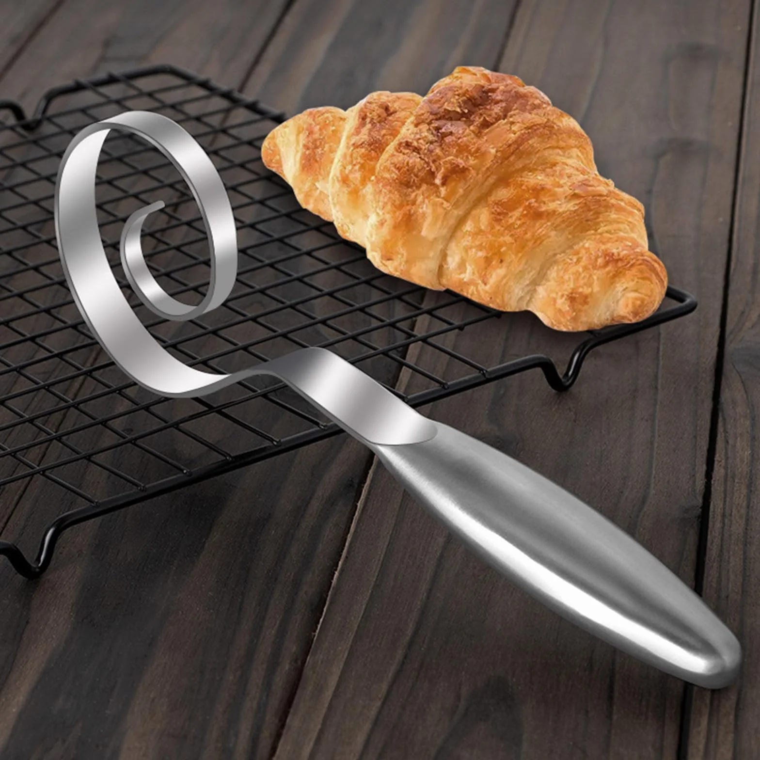 Batidora de masa de acero inoxidable, apta para lavavajillas, con mango ergonómico, herramienta de cocina para mezclar pasteles, ergonómica