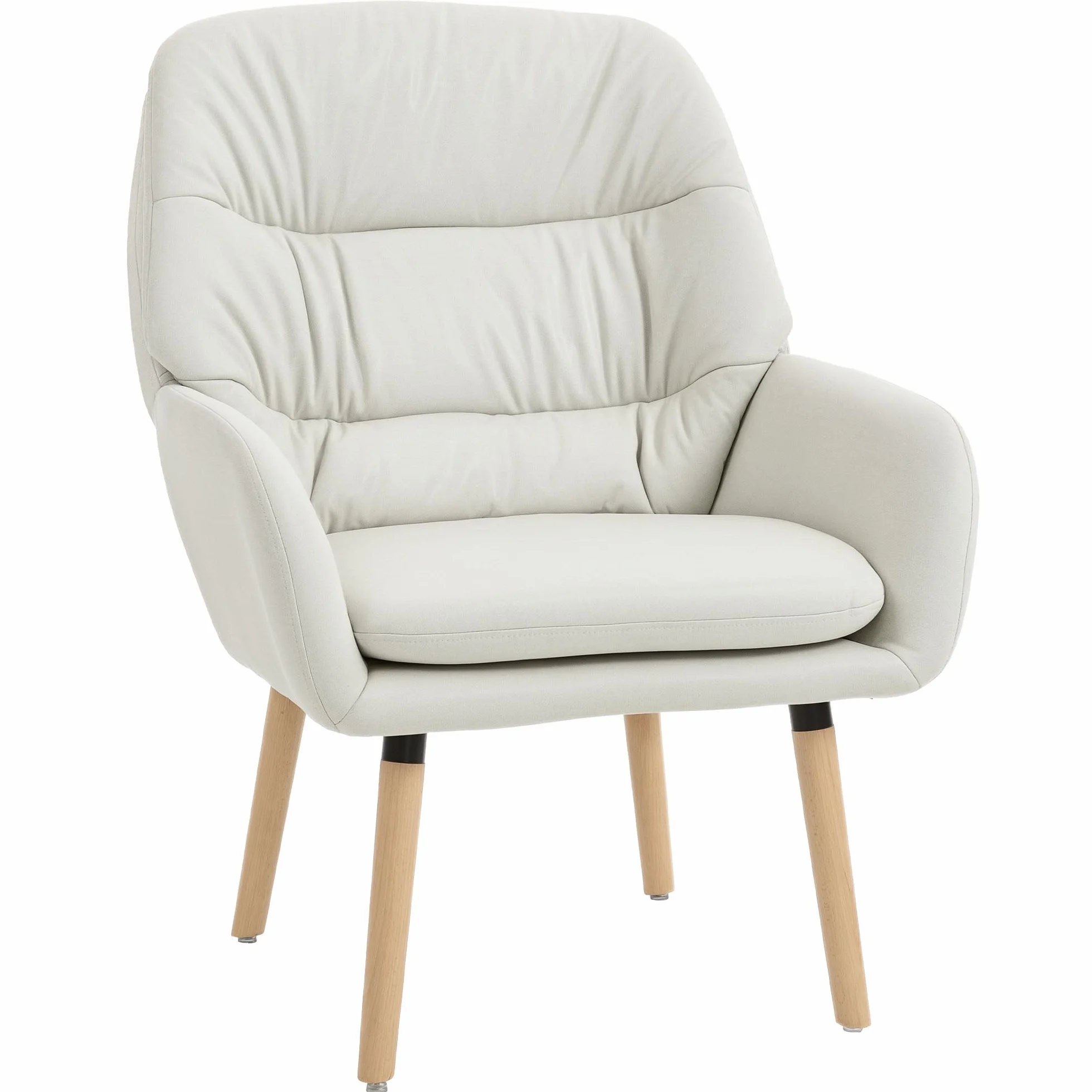 HOMCOM Sillón de Salón Moderno, Butaca de Salón, Acolchado de Doble Capa, Tapizado en Cuero Sintético, Patas de Madera, Sillón de Lectura para Dormitorio, Oficina, Estudio, 68x74x89 cm, Crema