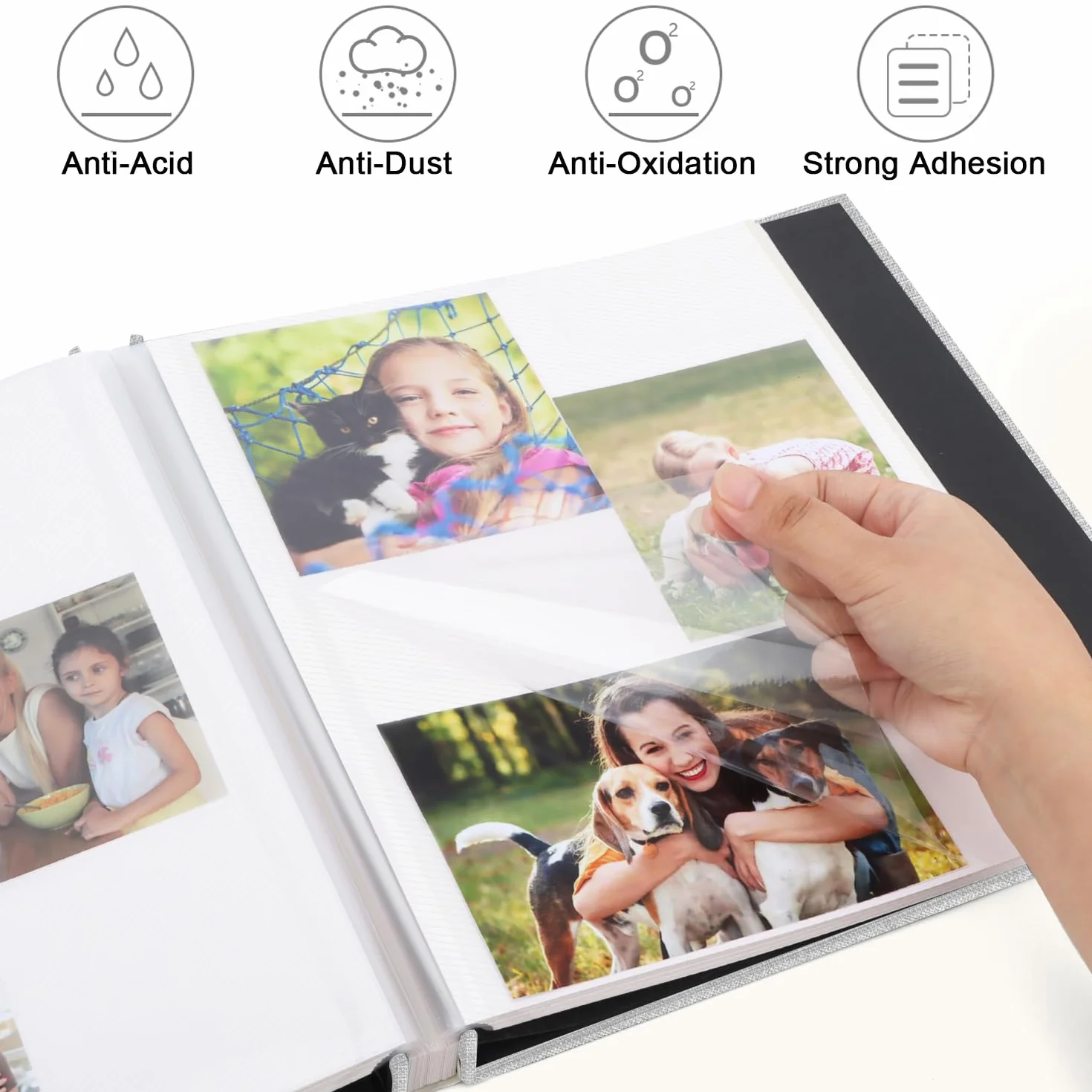 Zesthouse Álbum de fotos autoadhesivo, 60 páginas magnéticas para álbumes de recortes con página adhesiva, álbum de fotos con capacidad para 8 x 10 y 5 x 7 y 4 x 6 y 6 x 8 y 3 x 5, libro de fotos
