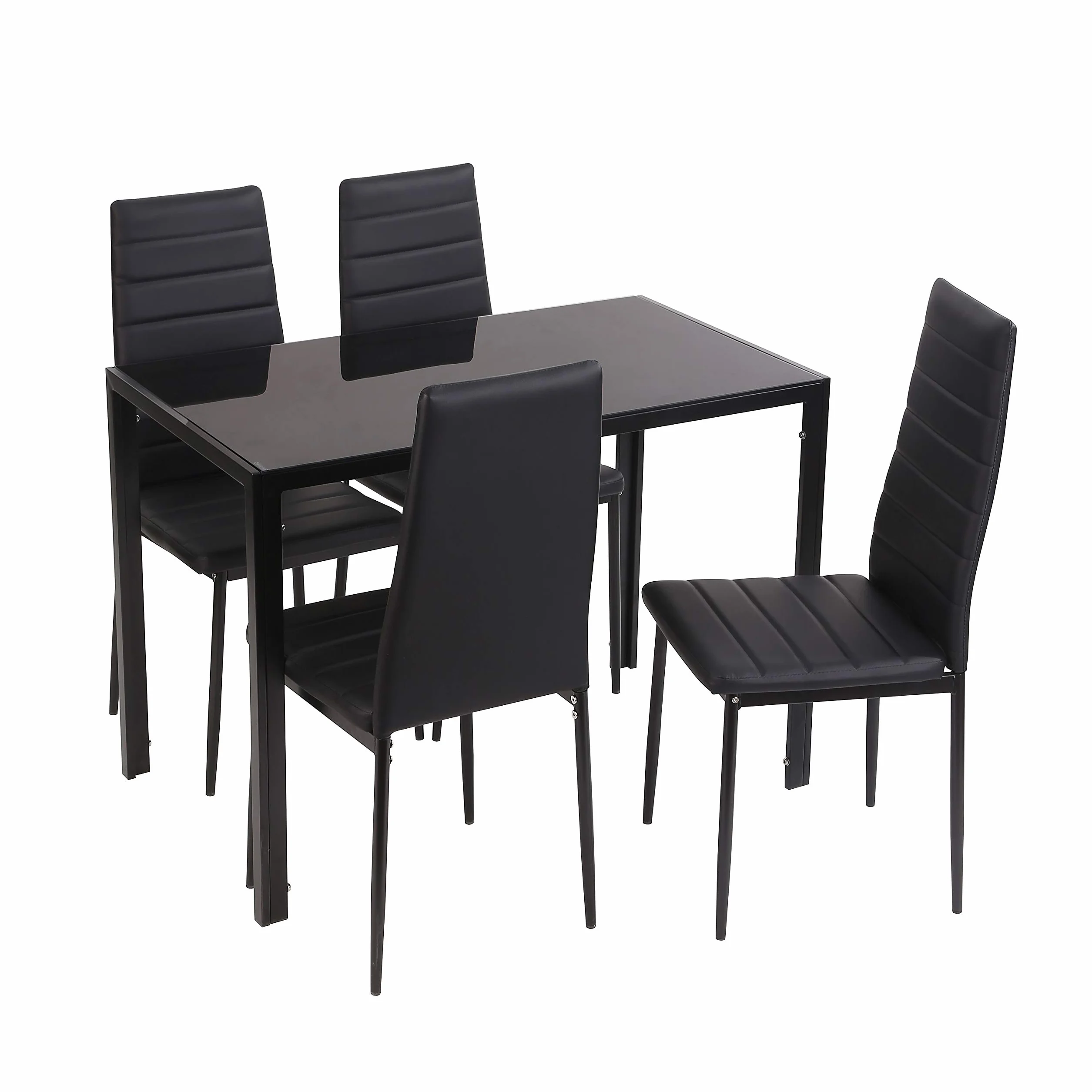 Conjunto de Mesa de Cocina 105x60 + 4 sillas Clasik (Negro-Negro)