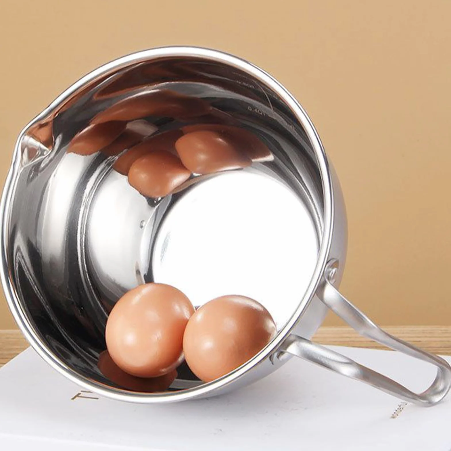 Acero inoxidable juego de olla baño maría 2,6 L y tazón 2 L con espátula silicona derretir chocolate