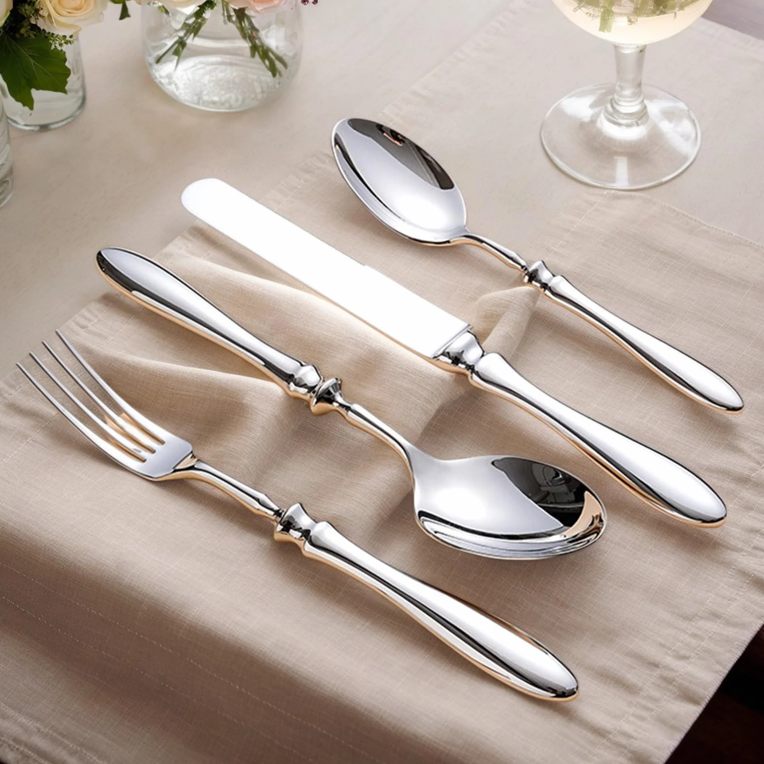 Juego Cubiertos Acero Inoxidable, Cuchillo Carne, Tenedor, Cucharas, | Utensilios De Cocina Y Cubertería Cuchillo de carne, tenedor, cuchara para comidas, postres, bodas y r