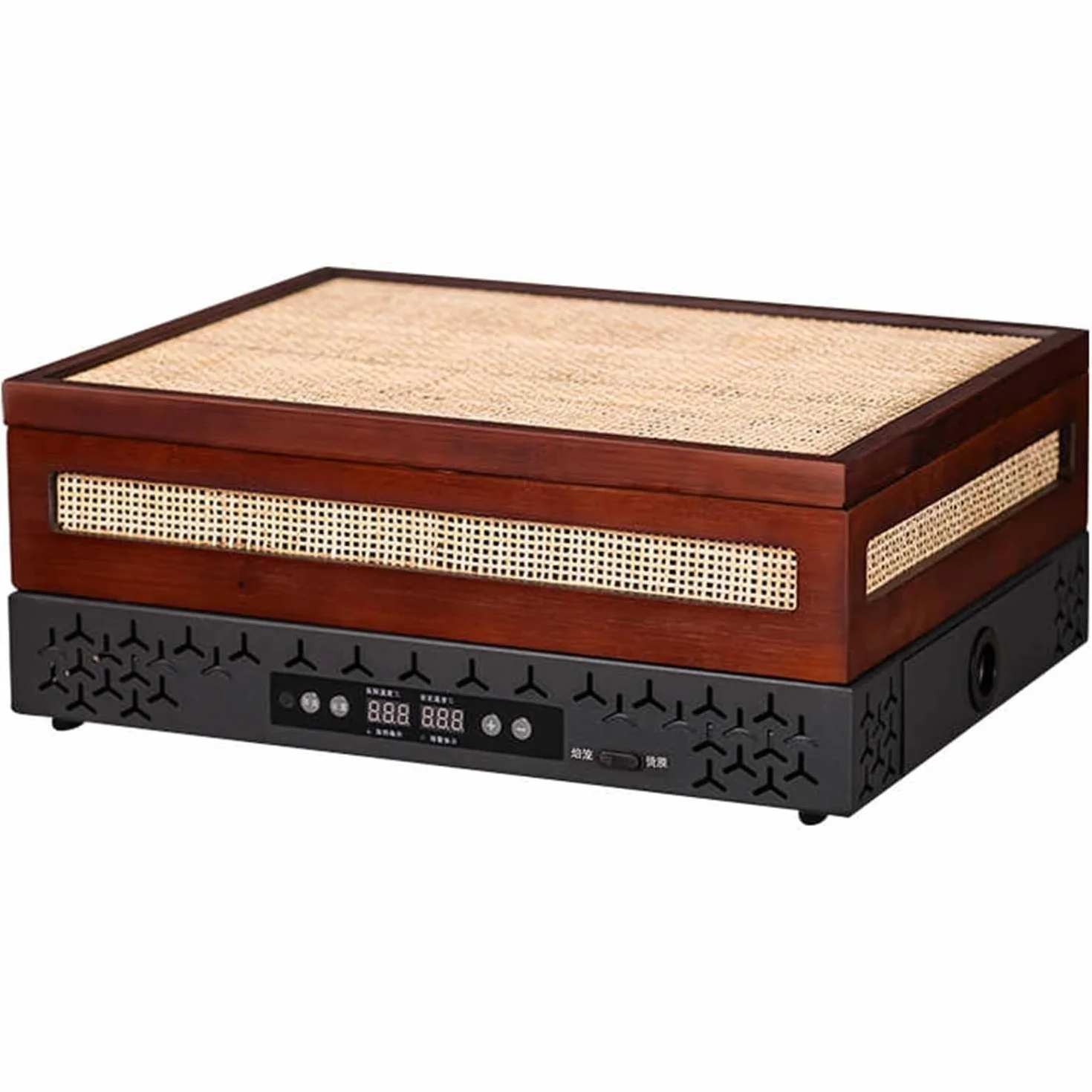 Jaula para tostar té con base de madera de bambú y aluminio, temporizador de 1 a 24 horas, ajuste de temperatura continuo de 30 a 150 °C, ideal para aficionados y profesionales de la hostelería.