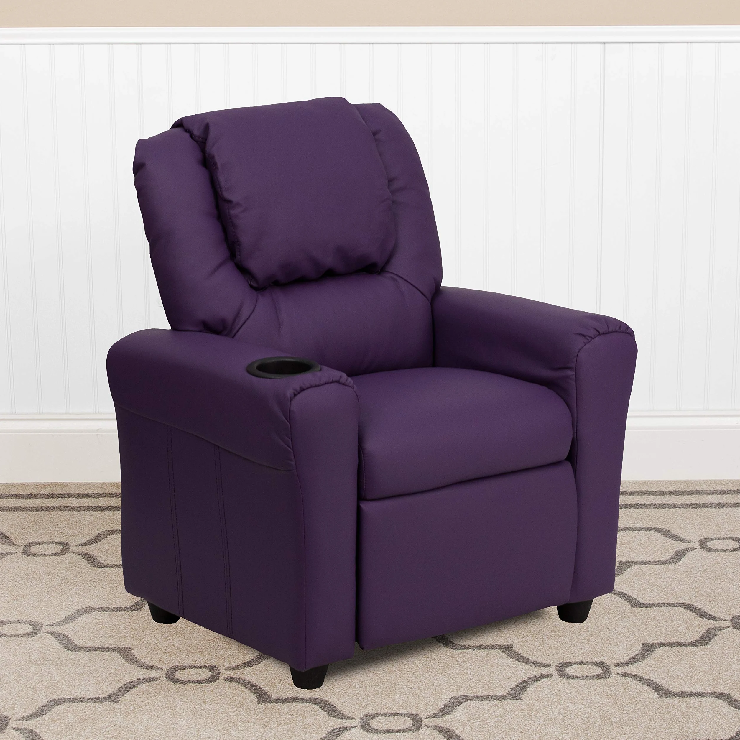 Flash Furniture contemporáneo Beige Vinilo niños reclinable con portavasos y reposacabezas