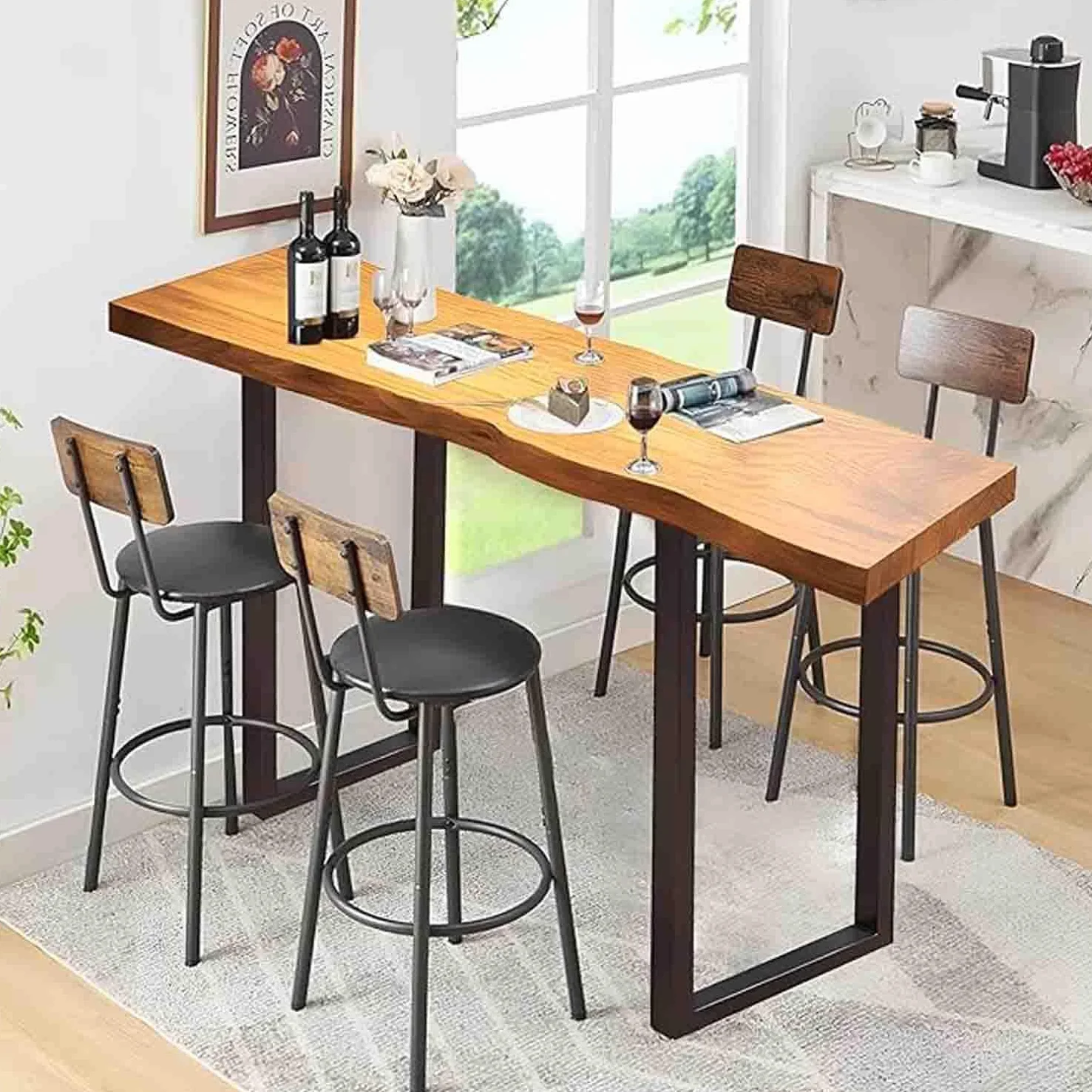 Mesas de barra de madera maciza, bares, restaurantes, bares, cafeterías, mesas, sillas, mesas altas,120cm