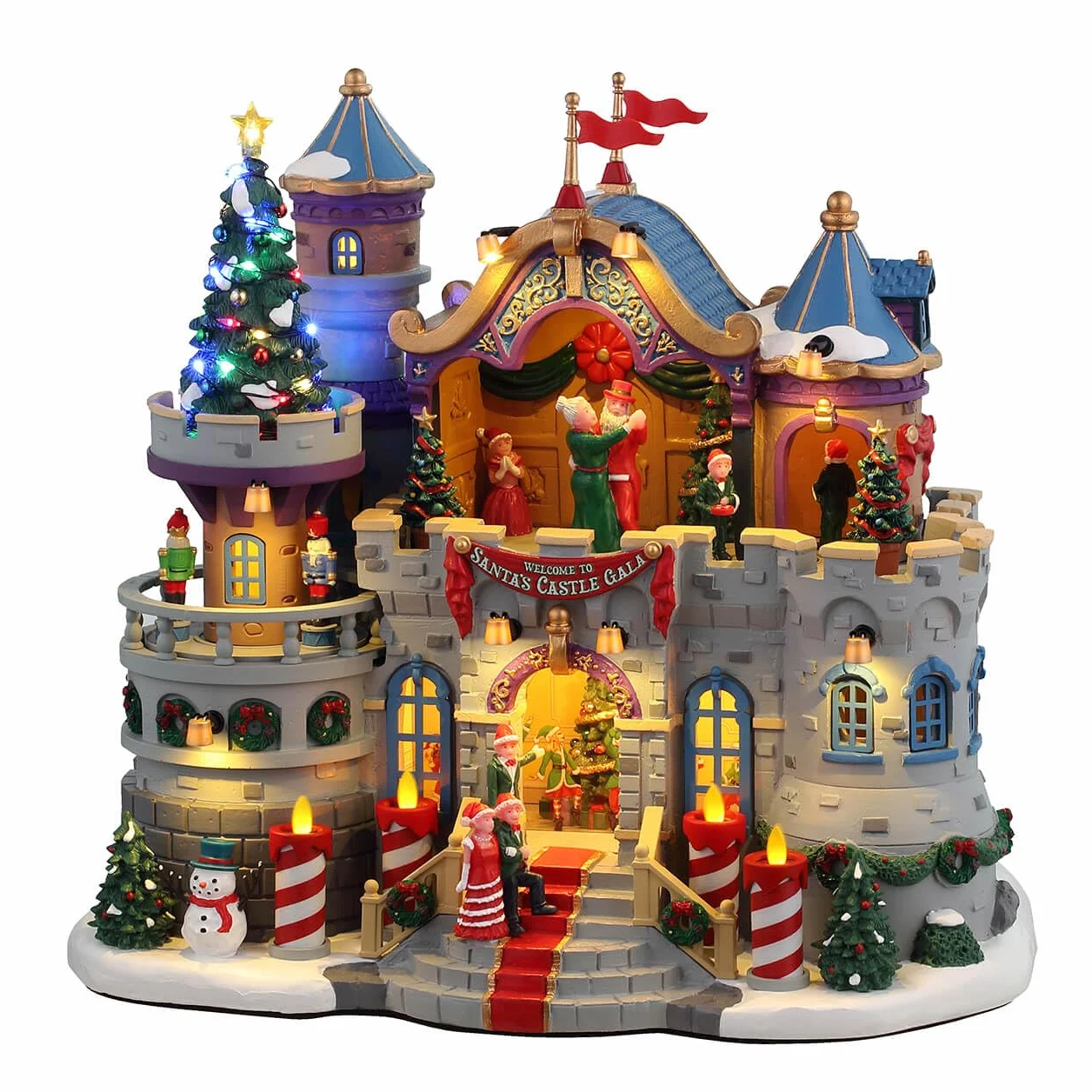 LEMAX Edificio Iluminado LED Gala del Castillo de Papá Noel en Resina H24,5 x 27,5 x 17 cm