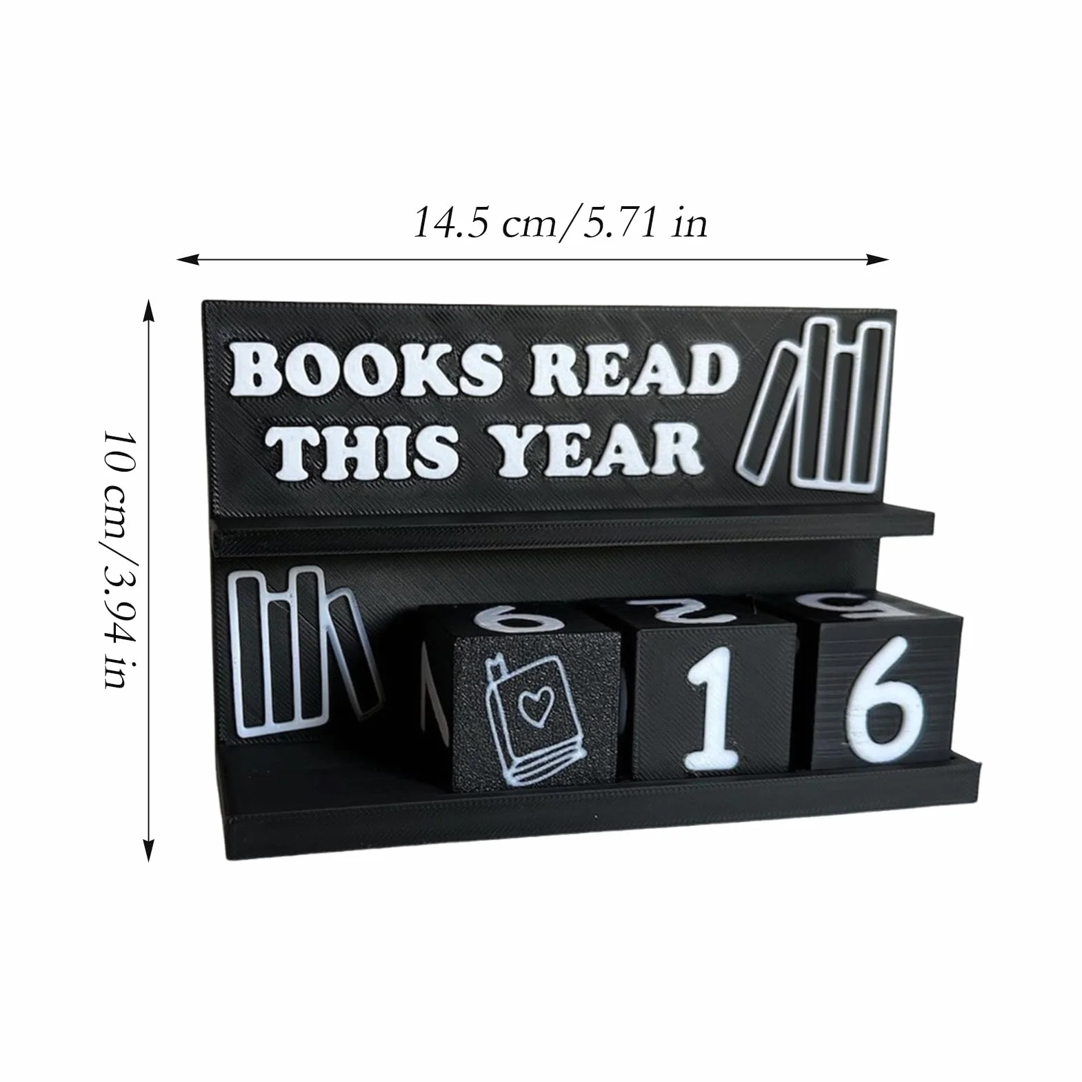 Rastreador de progreso de lectura, contador de libros 3D, 14,5 x 4 x 10 cm, rastreador de desafíos de lectura 3D, contador para libros leídos, diseño de teclado numérico decorativo, ideal para