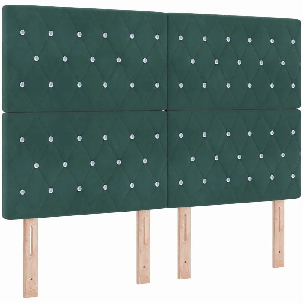Cabecero de cama LED de 144 cm, color verde oscuro, RGB, altura regulable, 118/128 cm, madera maciza de pino tapizado, panel de pared para jóvenes y adultos