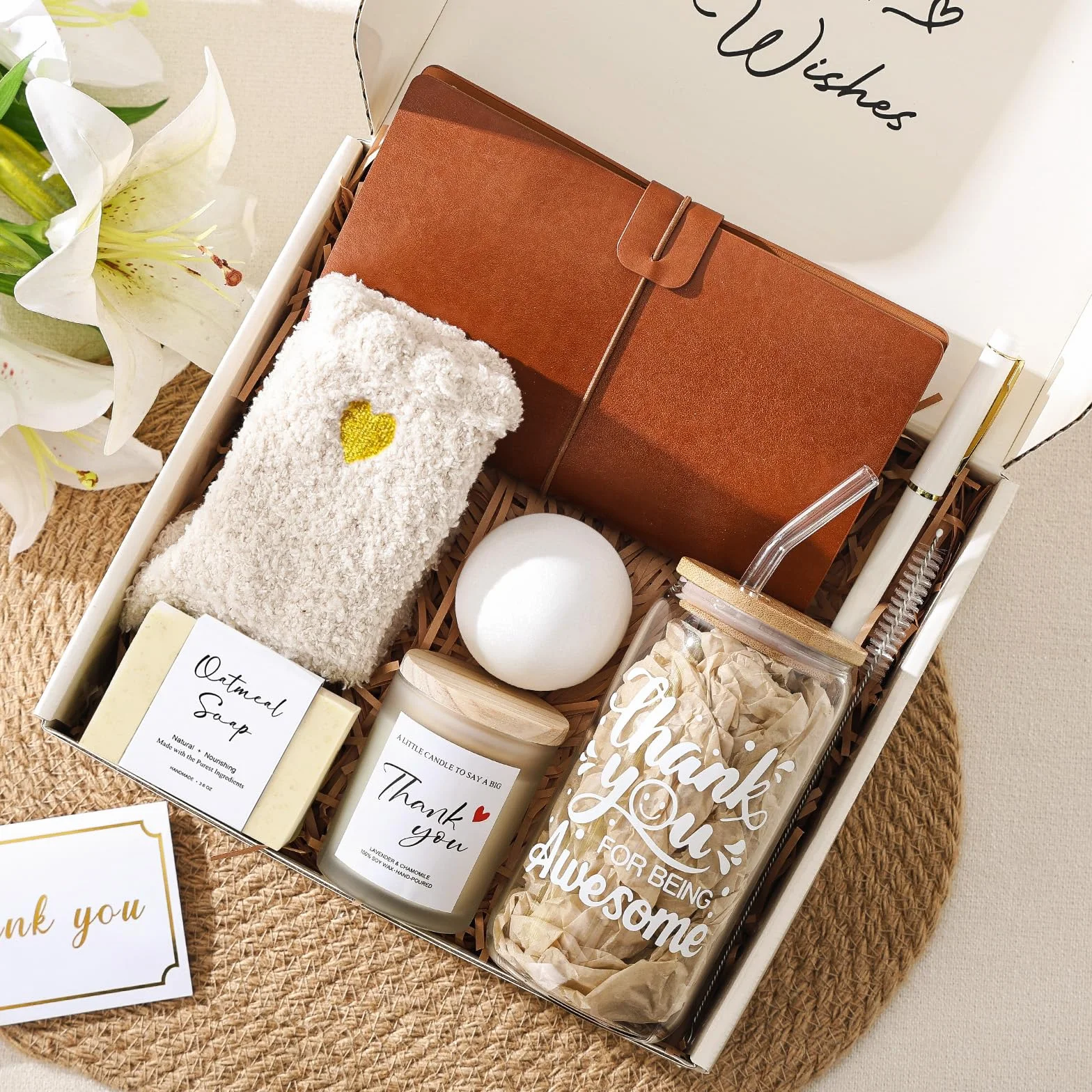 Regalos de agradecimiento para mujeres, regalos de agradecimiento para empleados, cesta de regalo de agradecimiento para mujeres, compañeros de trabajo, profesores, enfermeras, amigos, mamá, ella