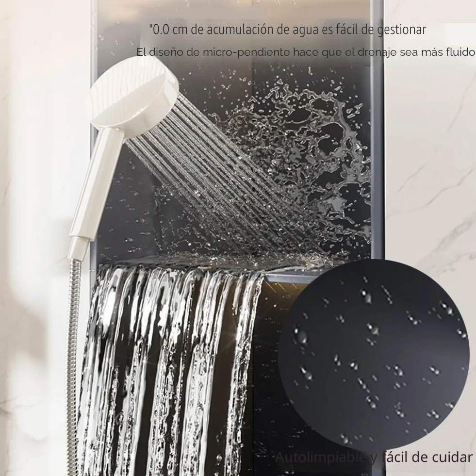 Nicho de Ducha de Pared de Acero Inoxidable con luz LED incorporada, Estante de Almacenamiento Individual, Hueco para Mejorar el hogar, Dorado (92 x 32 x 12,5 cm)