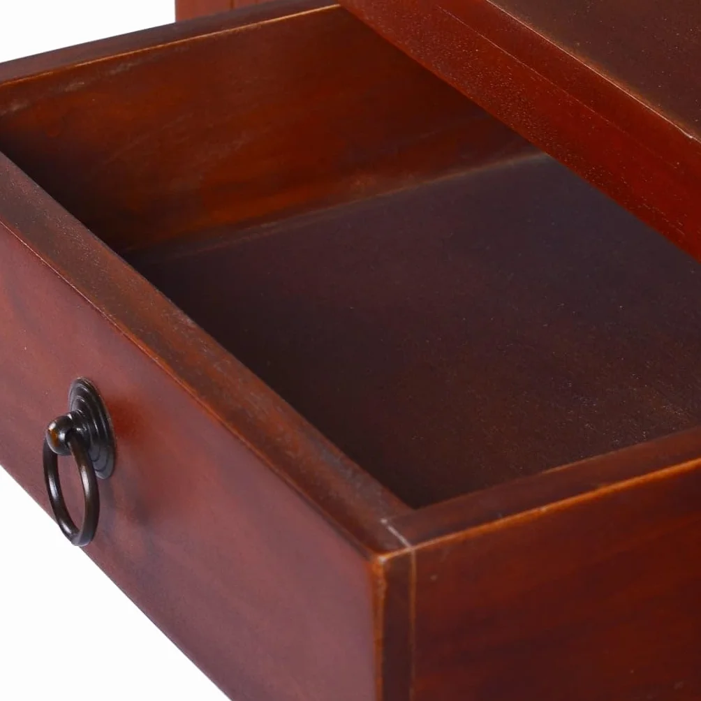 vidaXL Mesa consola clásica, para decoración de salón, mesa auxiliar, mueble móvil, mesita de noche, color marrón, madera maciza de caoba