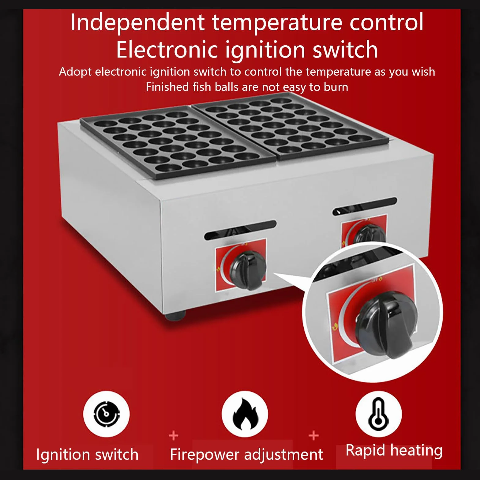 Máquina para Hacer Takoyaki a Gas: Moldes Especiales y Novedosos para Hacer Takoyaki en Forma de Bola de Pulpo, Paletas, Ebelskiver y Aebleskiver; Fácil de Limpiar,B