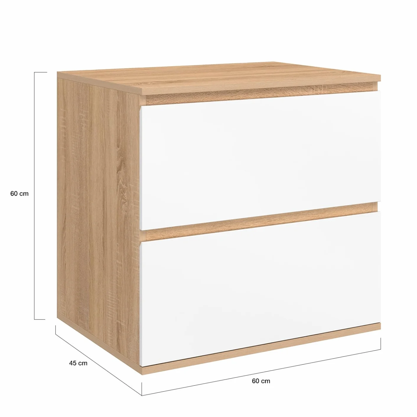 IDMarket - Mueble de baño con 2 cajones suspendidos TOMI en haya y blanco