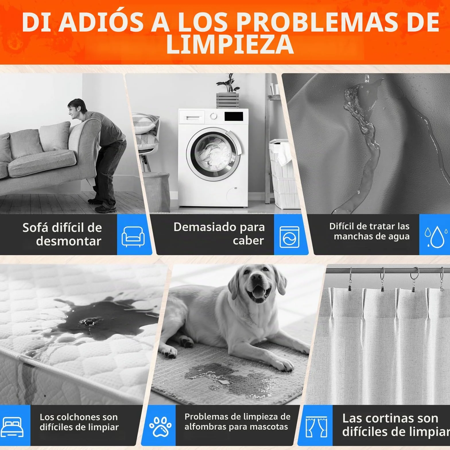 Limpiador De Tapicerías Y Alfombras Portátil 400w 13kpa - Máquina Limpiar Sofás Con Agua Y Aspiradora, Sistema De Doble Depósito Y Autolimpieza Para Colchones, Asientos De Coche Y Manchas Difíciles