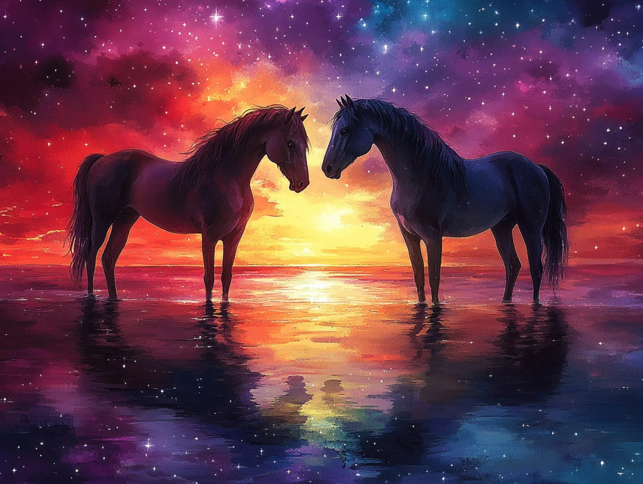 Pintar por Numeros Caballo Pinturas Acrilicas Cielo estrellado Pintura por Numeros Lienzos para Pintar, Pintura Acrilica Manualidades, Decoración Hogar, Regalos Cumpleaños, 90x120cm Sin Marco, q-502