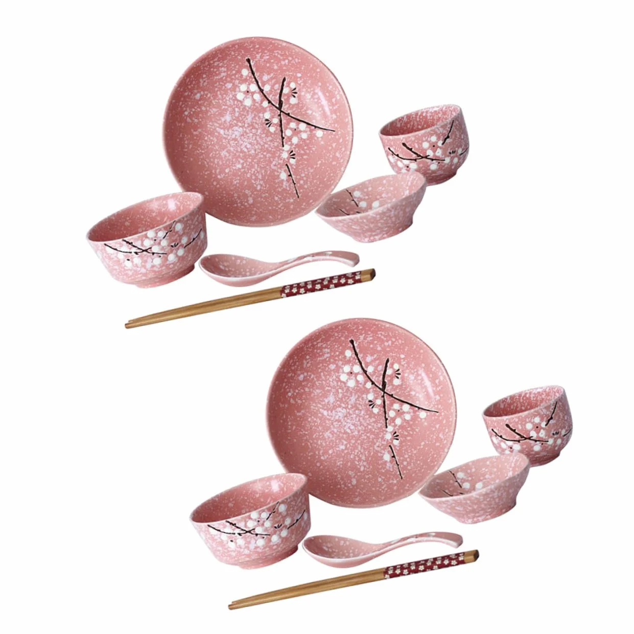 Juego de Vajilla Japonesa de Cerámica Rosa 12 Piezas Diseño Delicado Estilo Japonés para Cenas y Fiestas en Casa