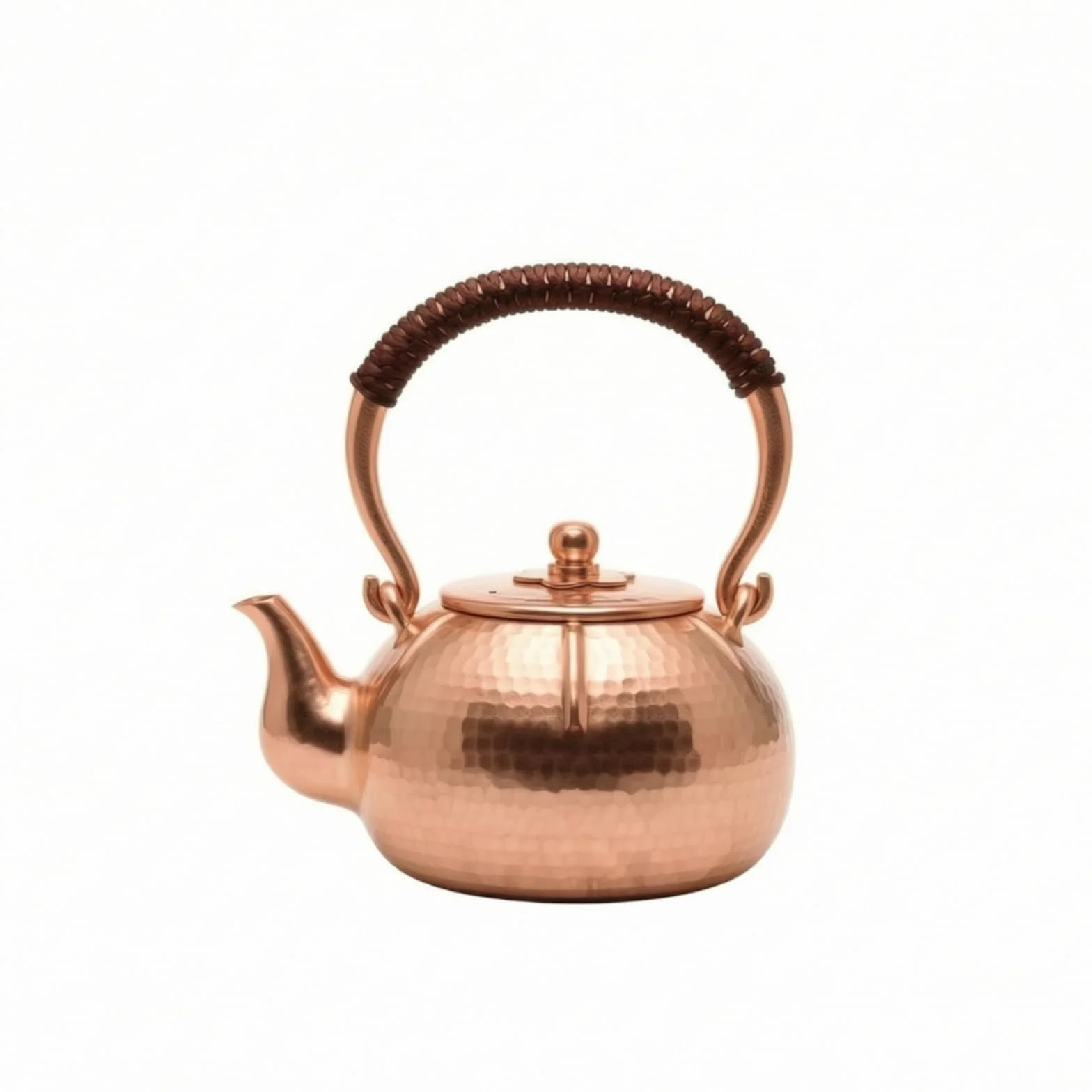 Tetera Cobre Artesanal Tetera con Mango Trenzado Tradicional Vajilla para Aficionados Al Té Té, Coleccionistas, Array, Original, 0.5L