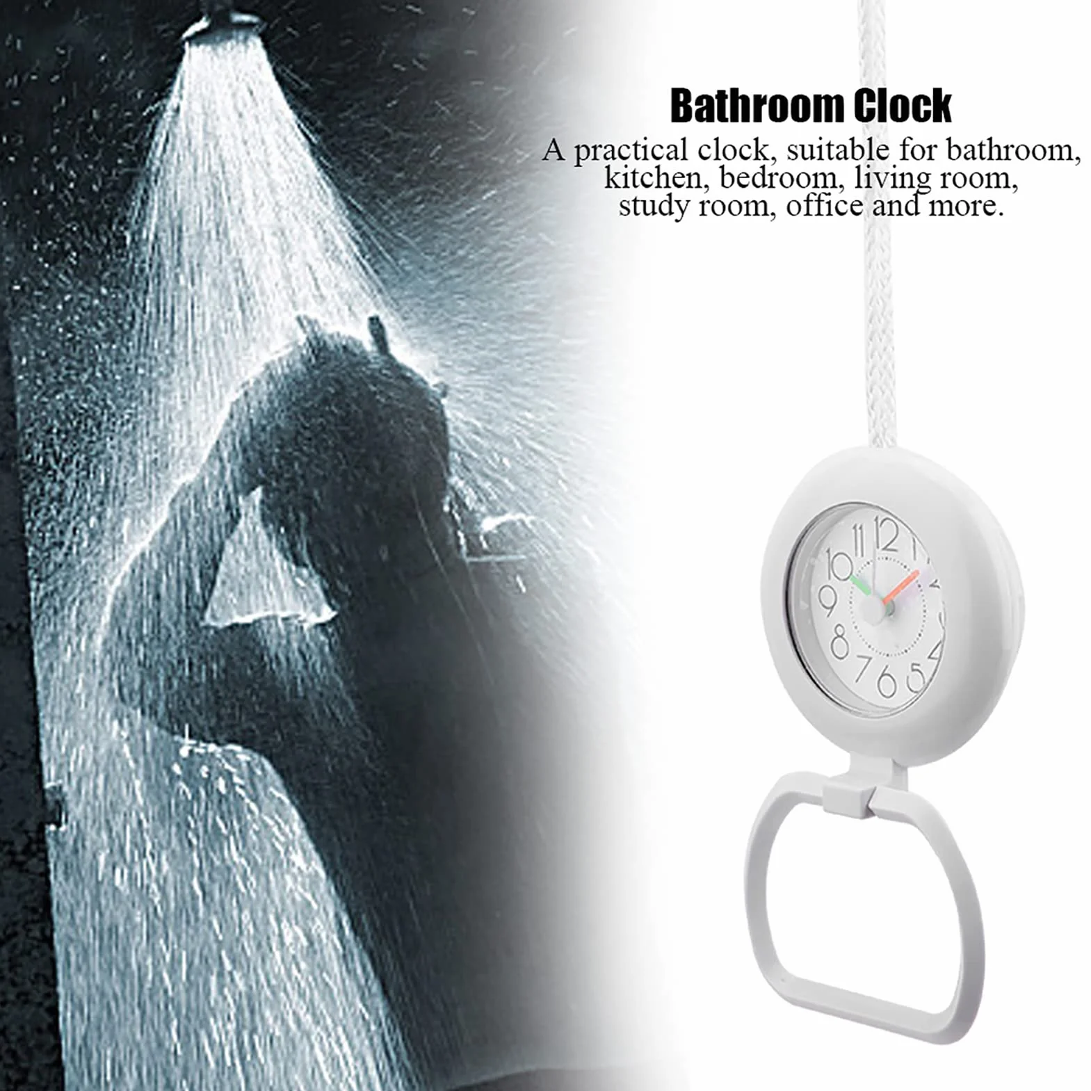 Reloj de Ducha Impermeable Doble Uso Plástico 12,2x9x14,3 Cm Blanco