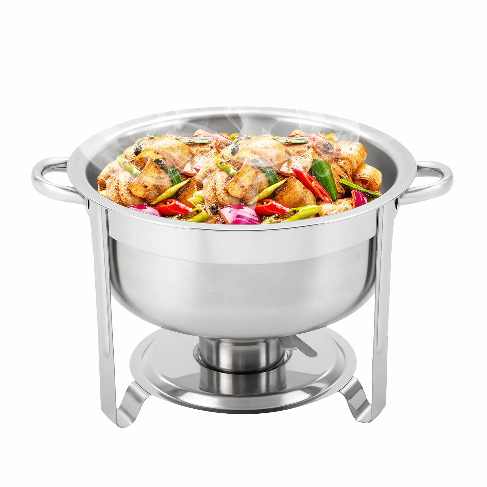 Acero inoxidable Chafing Dish, calentador de alimentos de 8,5 L, recipiente para calentar sopa, redondo de acero inoxidable, juego profesional de platos de chafing dish desmontable con tapa, sartén de
