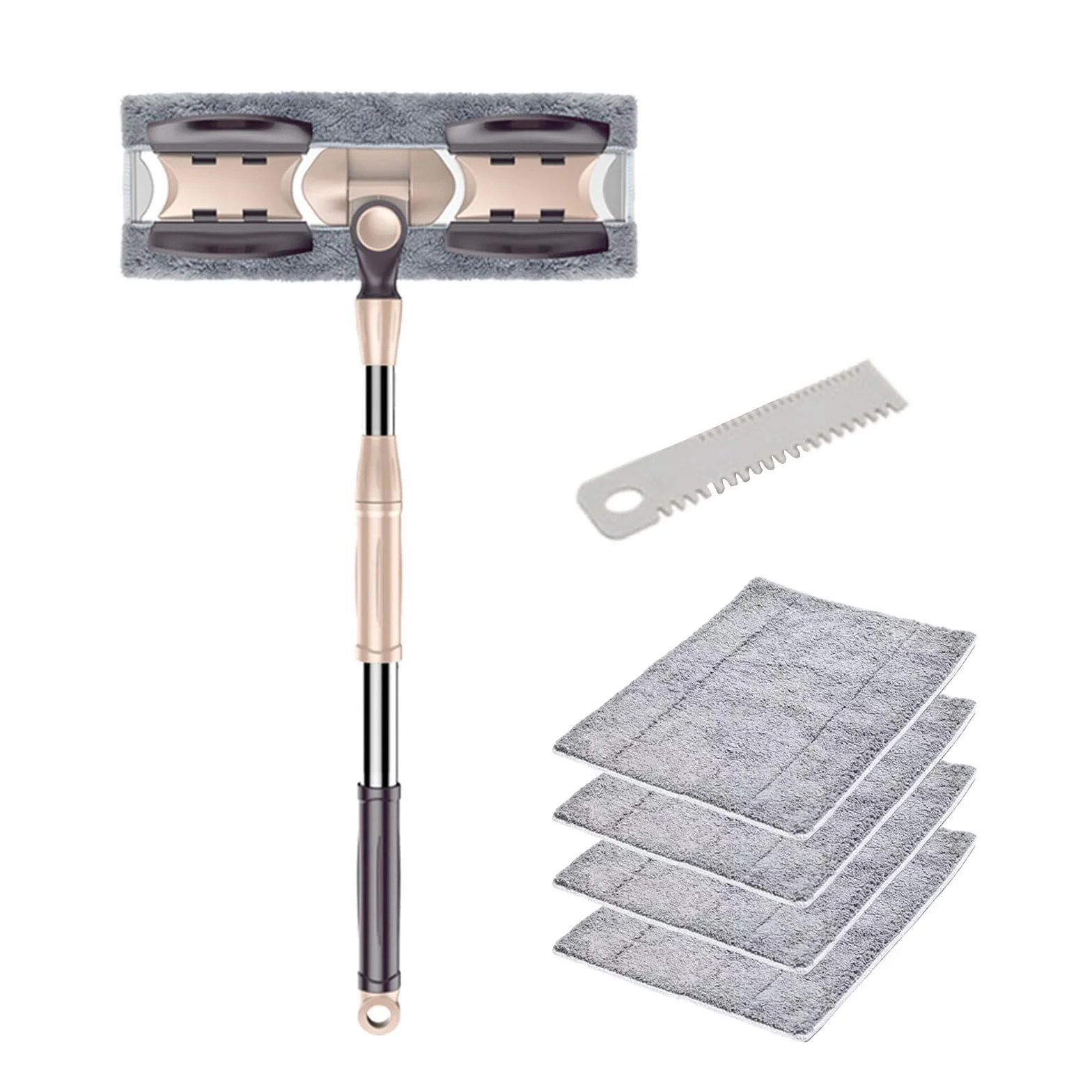 Mopa rectangular extendida fácil de usar para limpieza del hogar de 360 grados, almohadilla de microfibra para quitar el polvo, mango de 133 cm, fregona rectangular extendida para el hogar