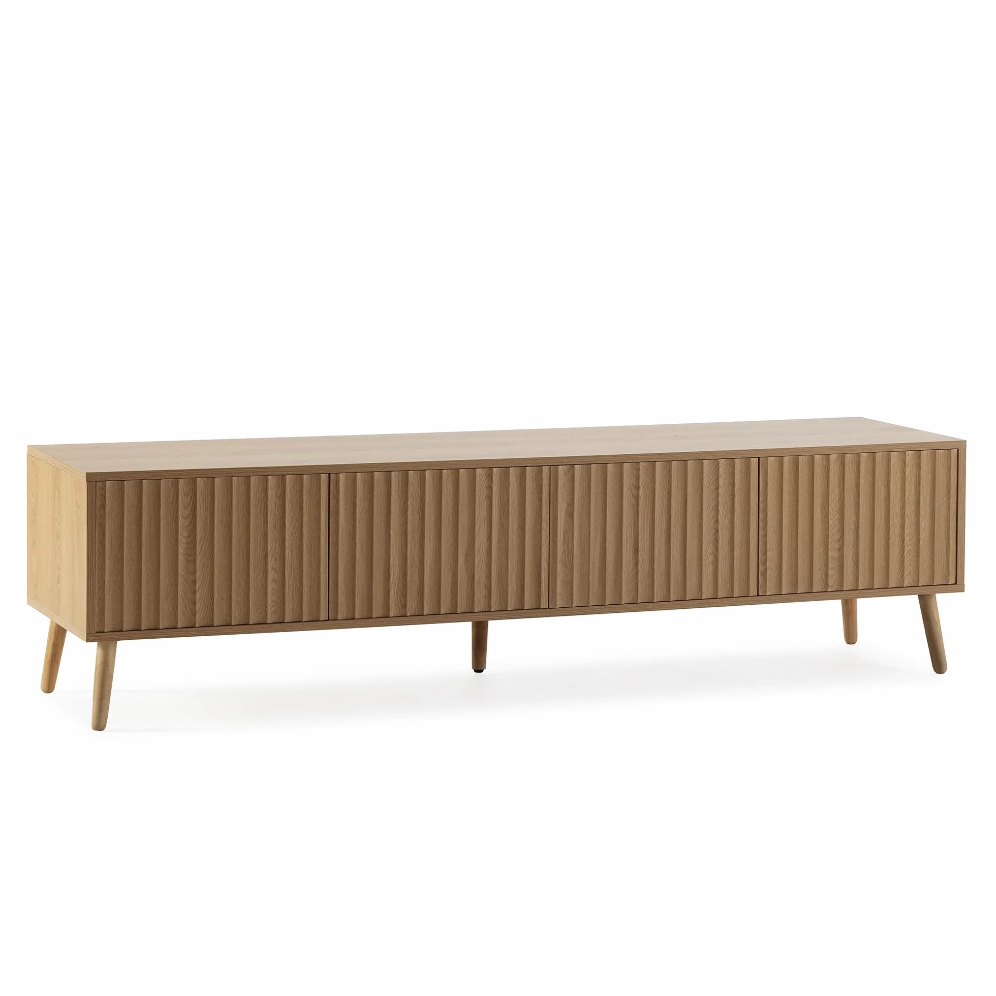 HOMN LIVING Mueble TV Lluvia 4 Puertas Color Roble, 160 cm (Ancho) 40 cm (Profundo) 45 cm (Altura)
